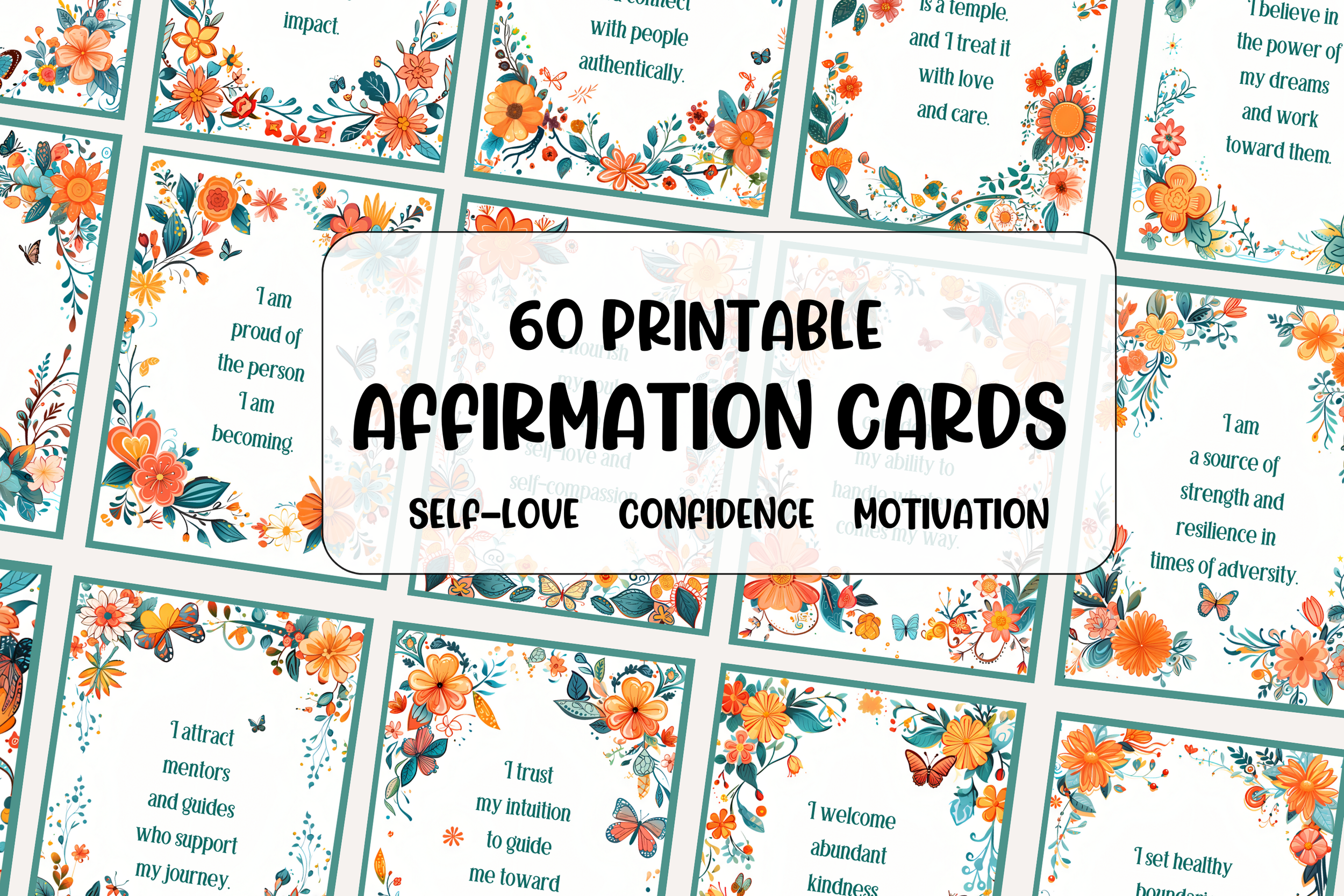 Printable boho affirmation cards