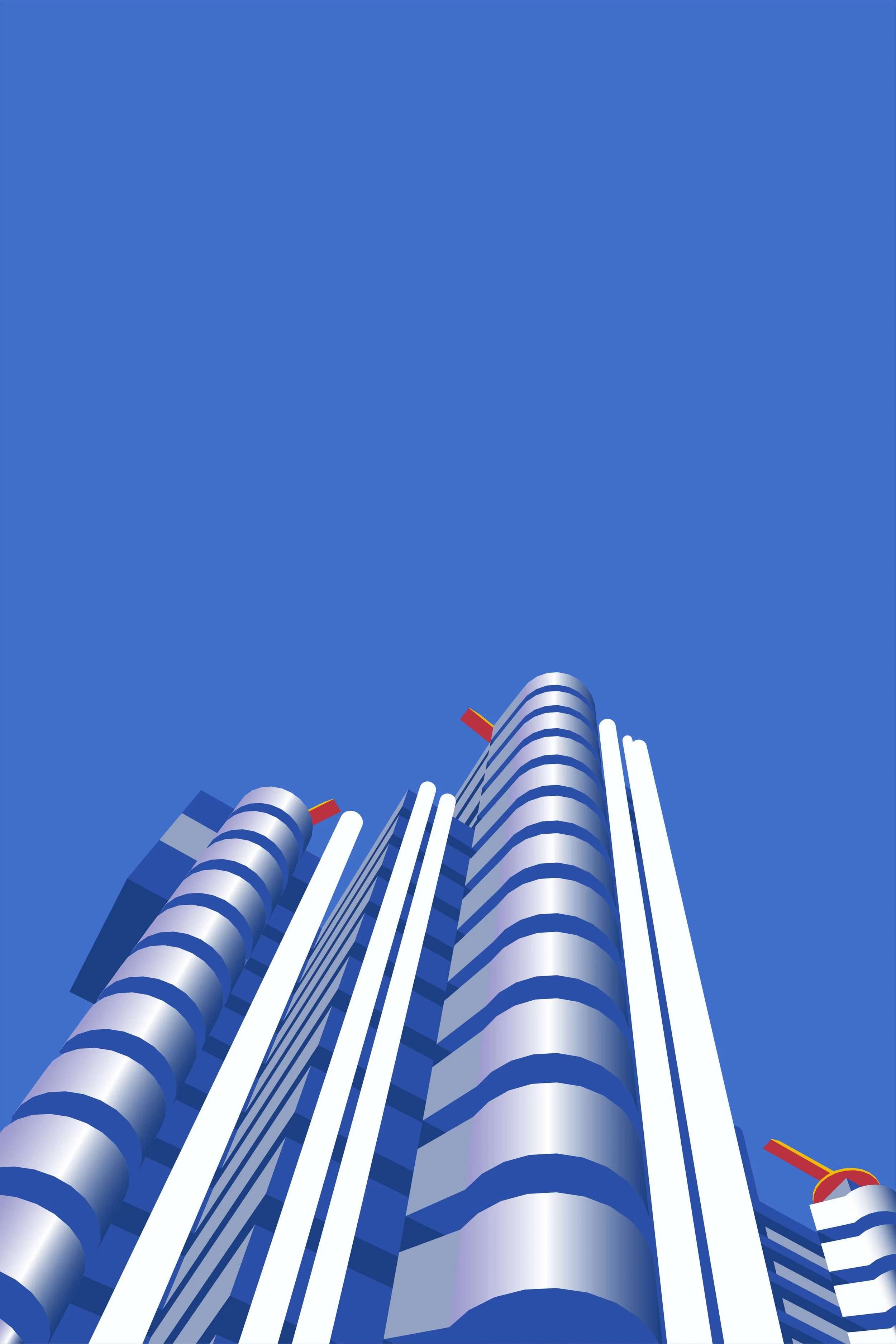 Illustrazione d'architettura High-Tech del Lloyd's Building di Richard Rogers in edizione limitata.