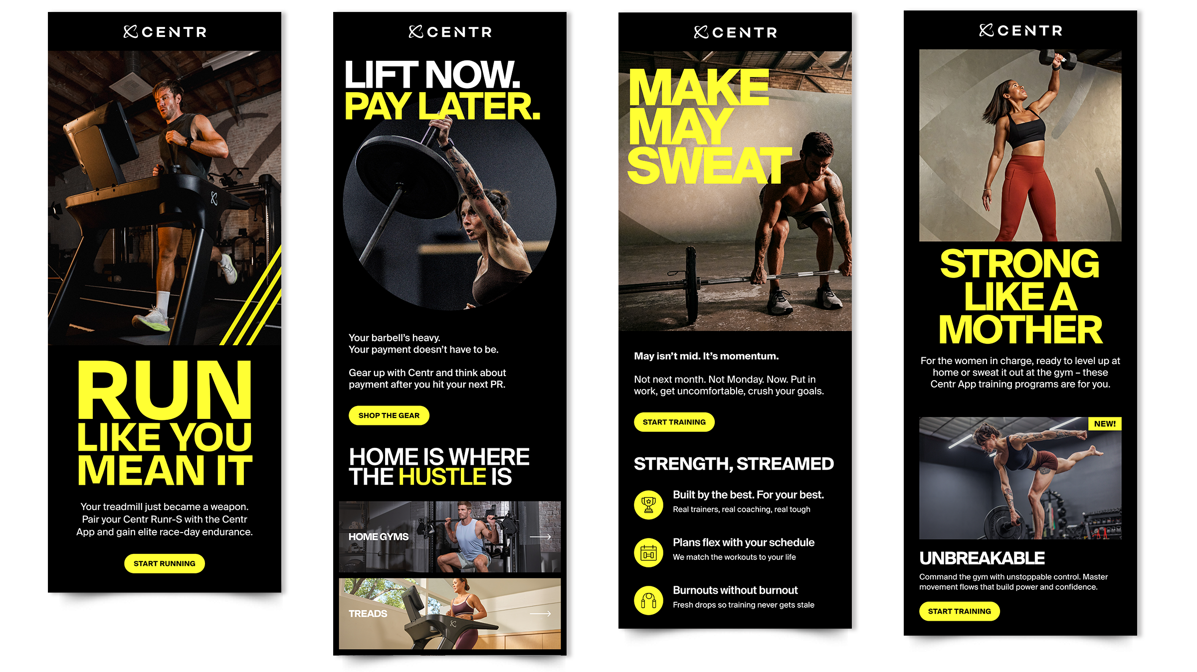 Centr lifecycle emails with training and motivational messaging