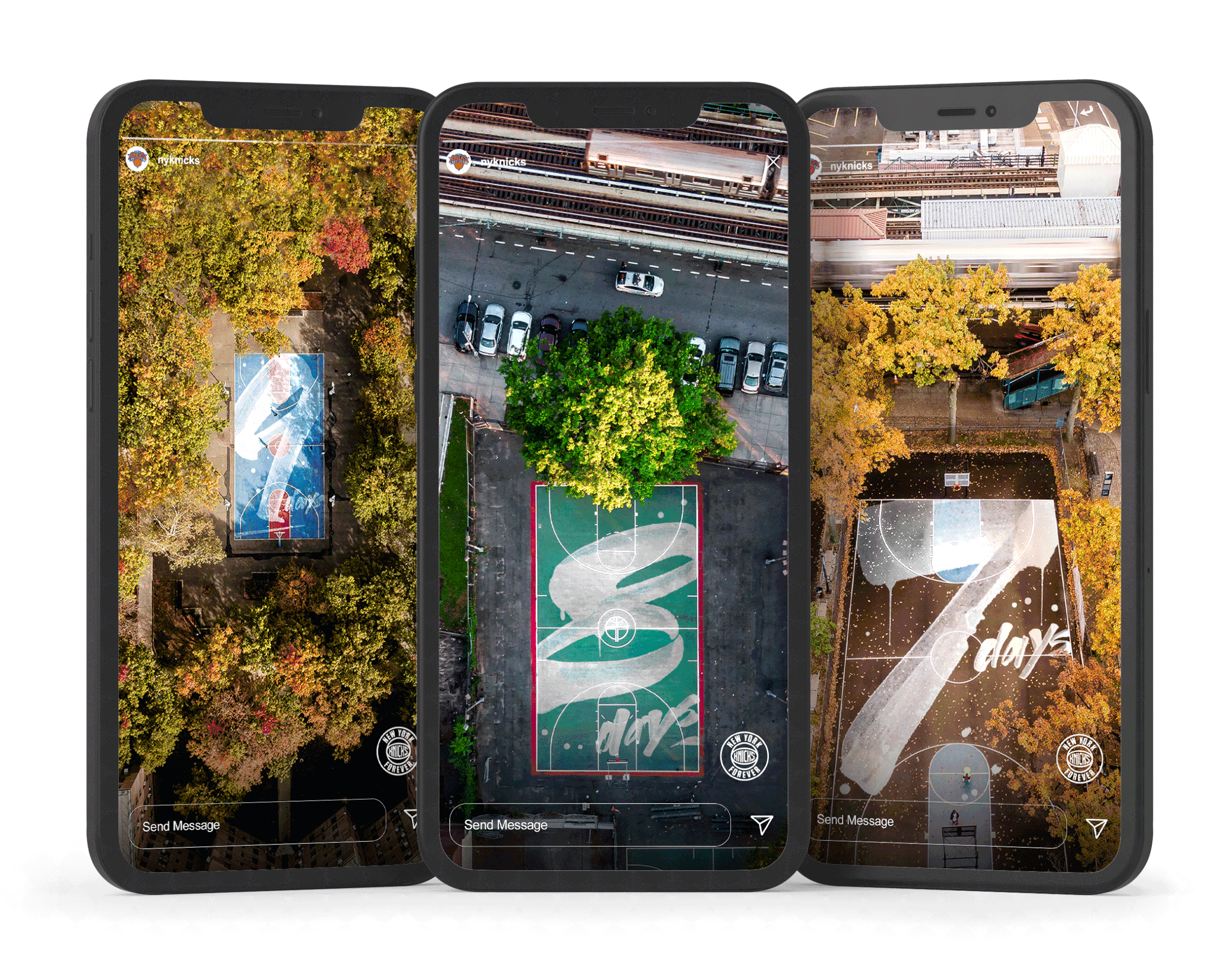 Campaign at legendary New York basketball courts on three phones