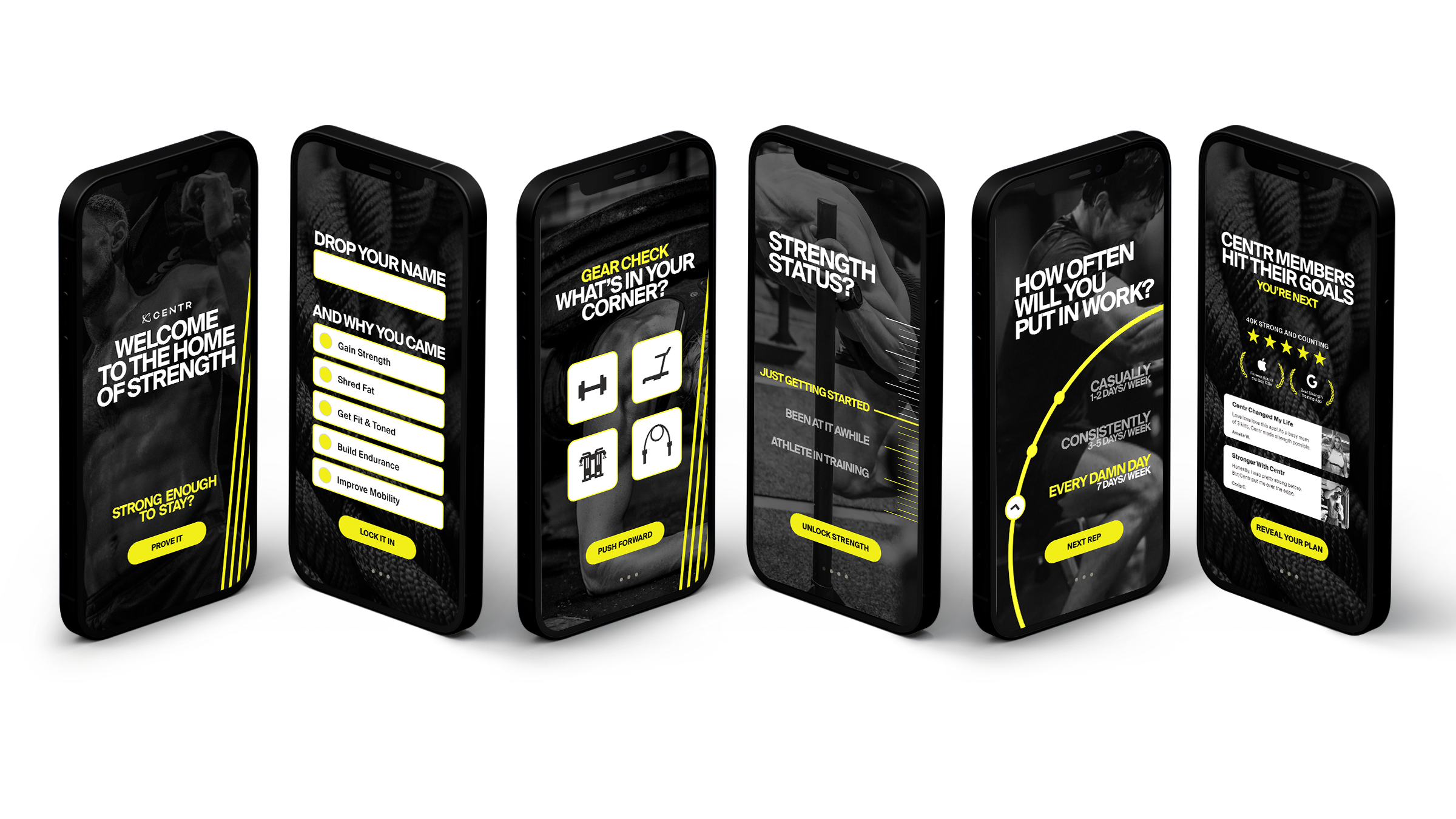 Centr FitQuiz onboarding screens
