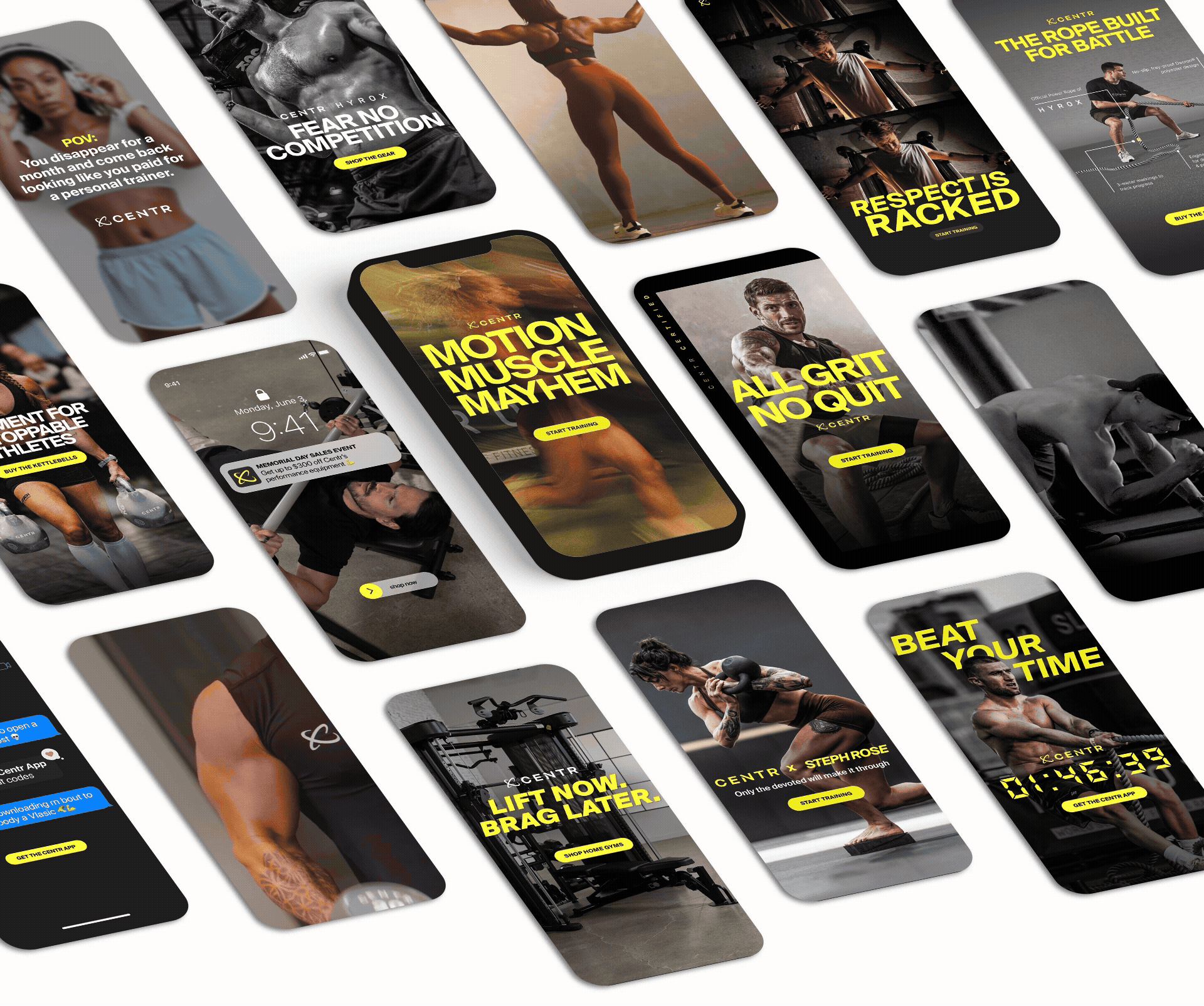 Centr social ad creative across a range of workouts