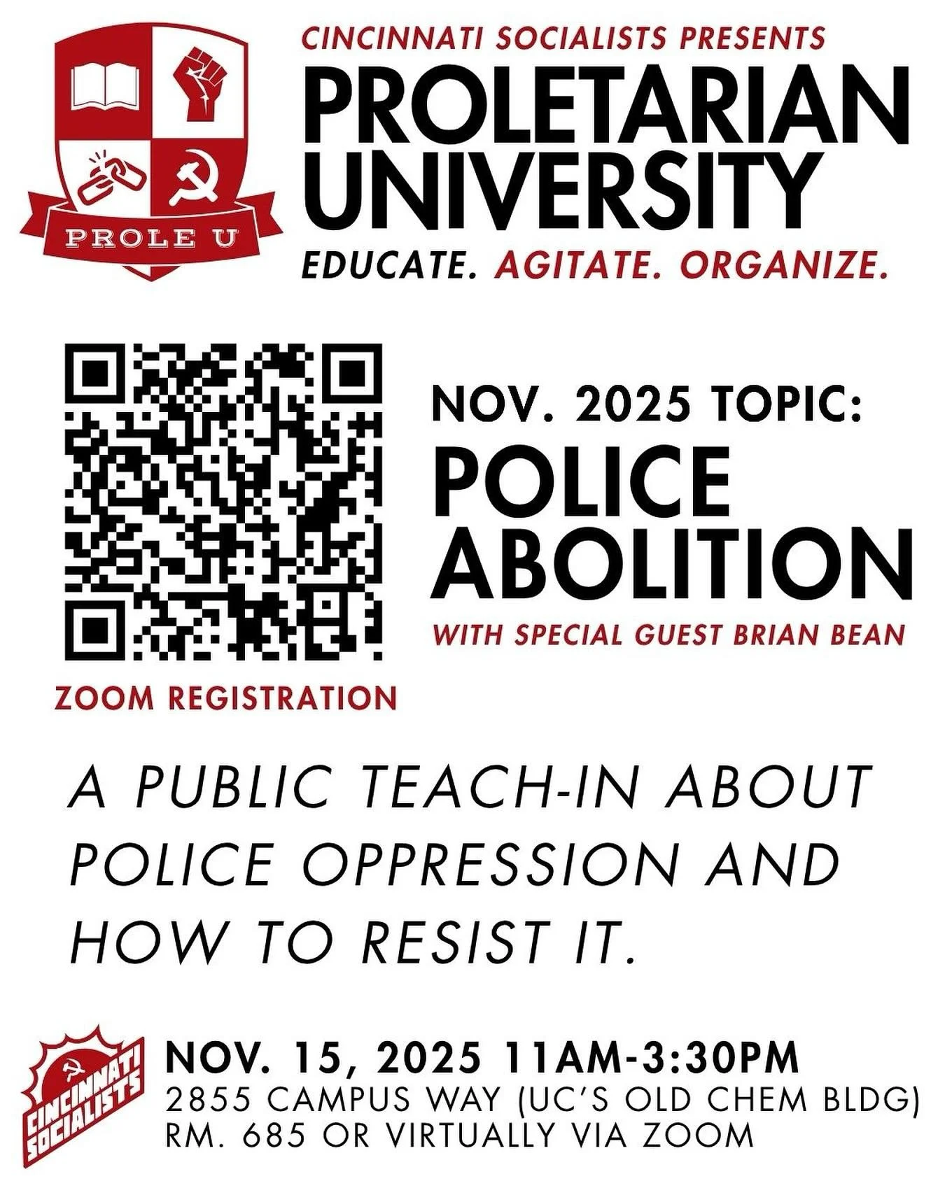 TWO WEEKS AWAY! Join us for a discussion about police abolition! We&rsquo;ll have a special presentation by brian bean, author of Their End is Our Beginning: Cops, Capitalism, and Abolition, new from Haymarket Press. 

11:30am-3:30pm on Saturday, Nov