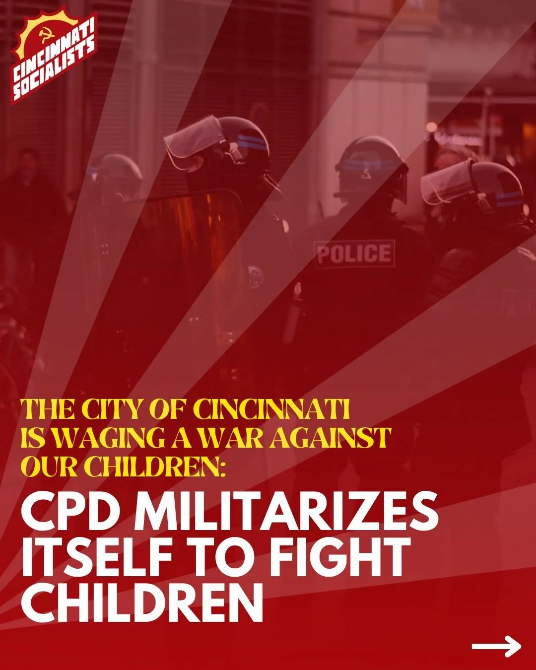 CPD and Cincinnati city officials are actively villainizing children, especially Black and Brown children.

Cops do not exist to solve crime or fix social problems. They disappear people who the bourgeoisie deem to be &ldquo;social problems.&rdquo; 
