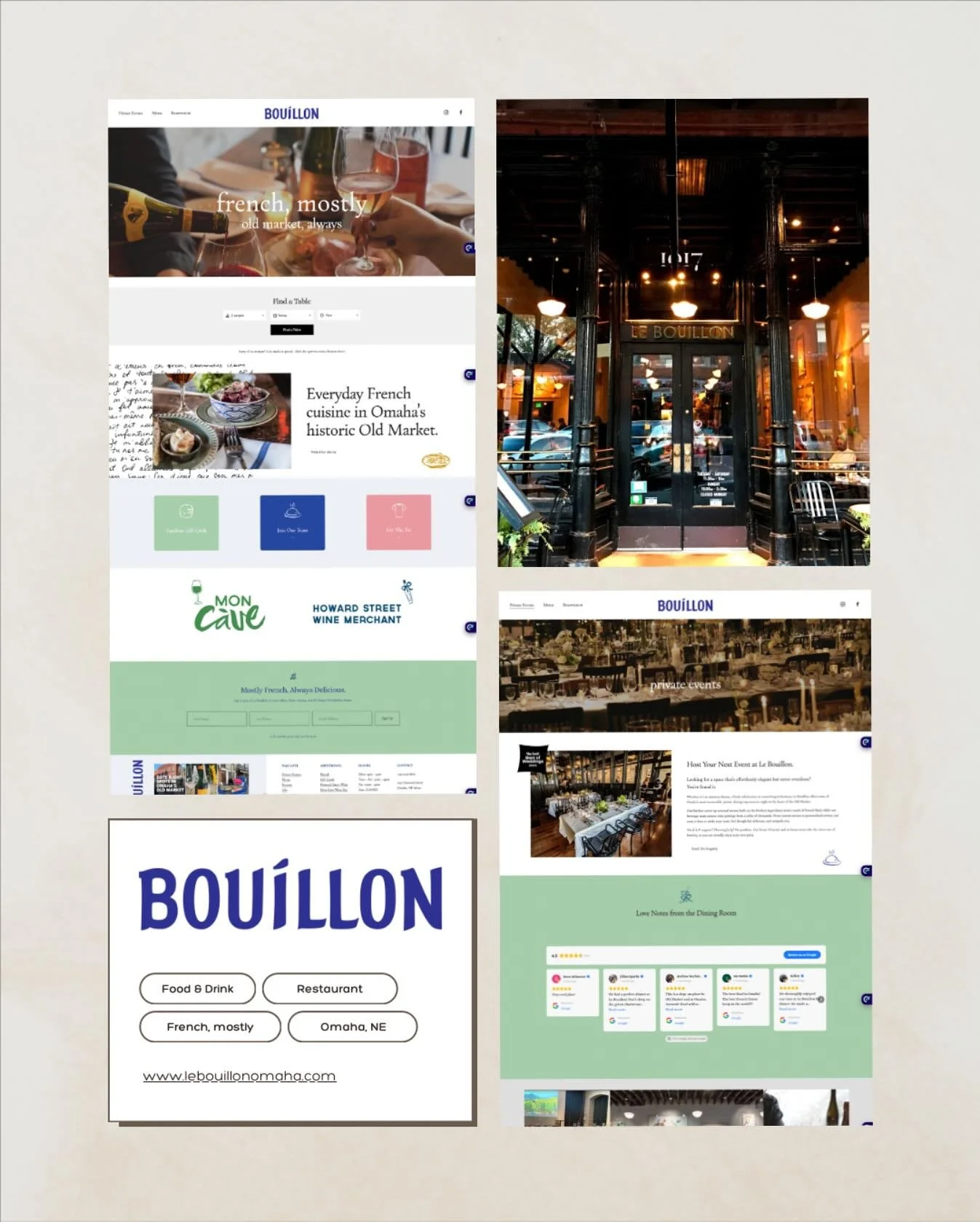 Another day, another website launch &mdash; this time for my friends over at @bouillonomaha 👏🏼

I had toooooo much fun with this website redesign. From the sketched icons, the colors, the copy &mdash; I&rsquo;m thinking about becoming French, mostl
