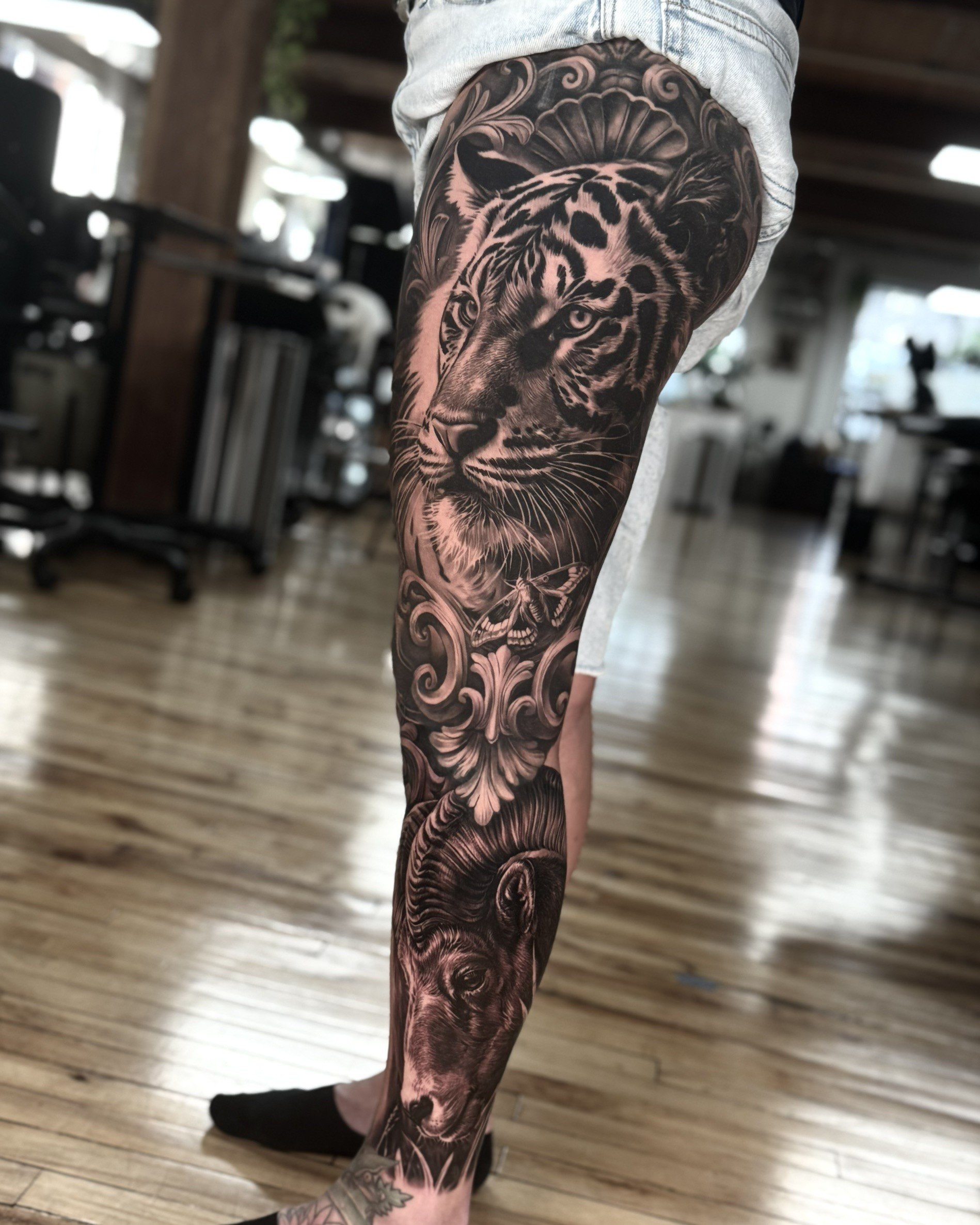 Tiger and Ram Leg Sleeve