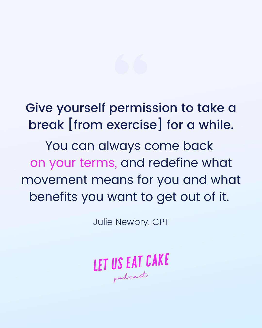 👏👏👏 ​​​​​​​​
​​​​​​​​
We love this quote from our throwback episode of the week with @the.intuitive.trainer !​​​​​​​​
​​​​​​​​
#eatcakepod #letuseatcake #intuitiveeatingjourney #weightstigma #HAES