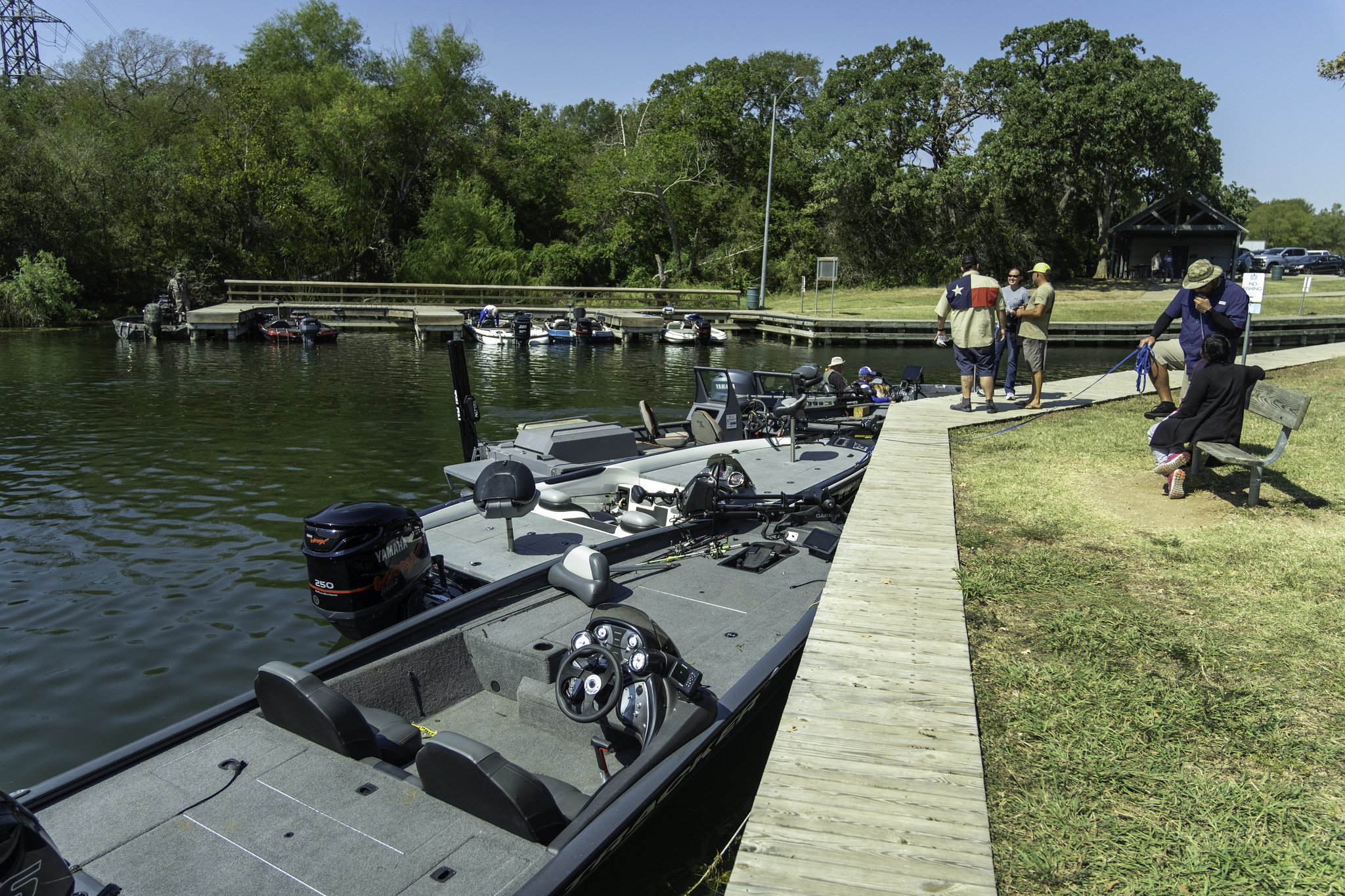 2022 bass tournament boat dock afternoon