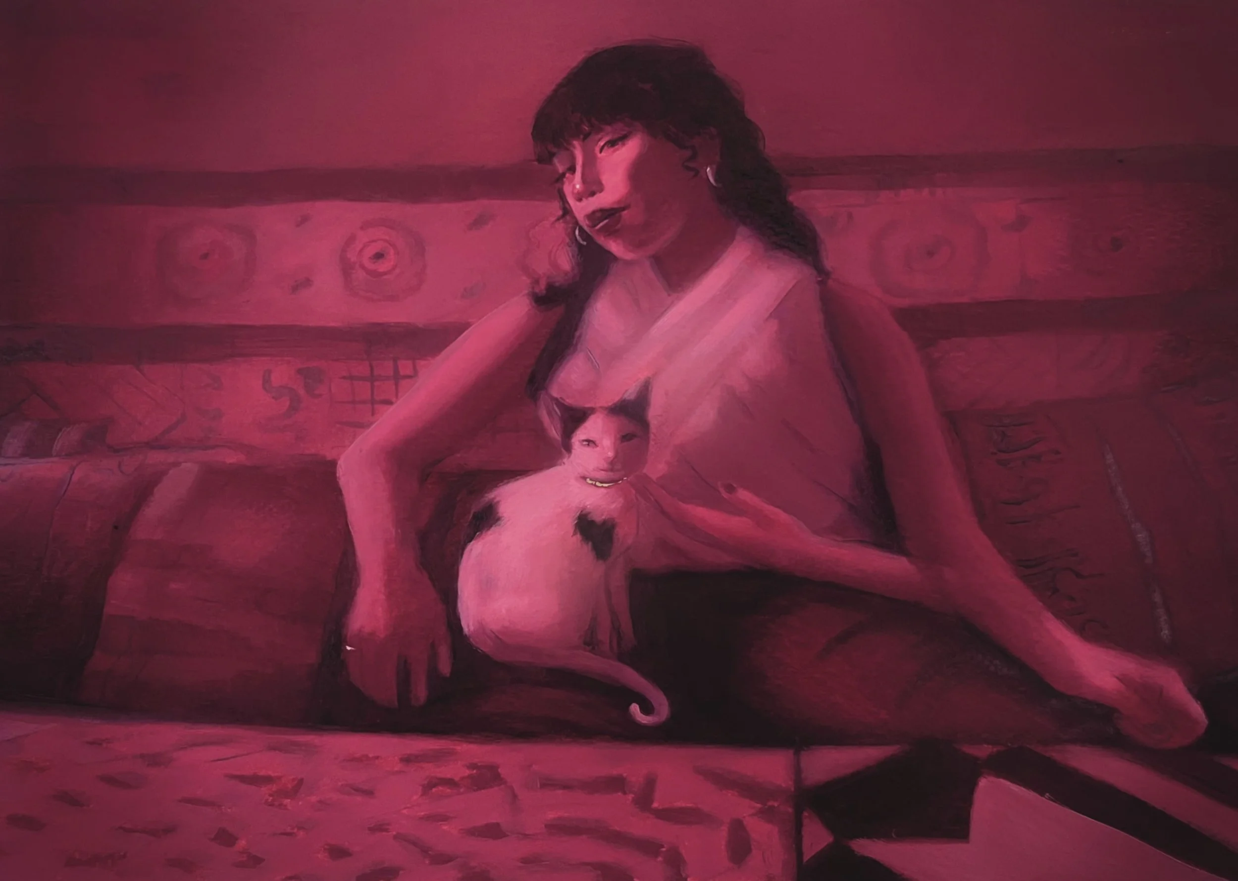 Untitled 
Oil on paper, mounted on Moroccan zellige
8 x 7 in , 2026