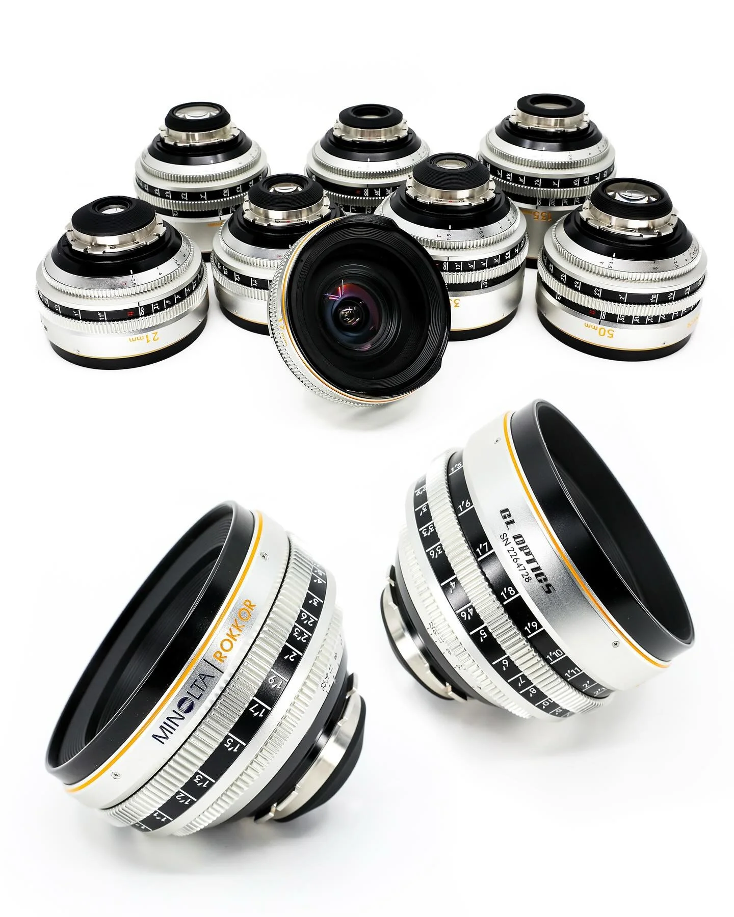 After a long hiatus, the Minolta Rokkor Rehoused @gl_optics are back and ready for your next production!

Our current Minolta lineup covers wide selection lenses, both MC and MD versions, starting from the latest 17mm, all the way up to 200mm. These 
