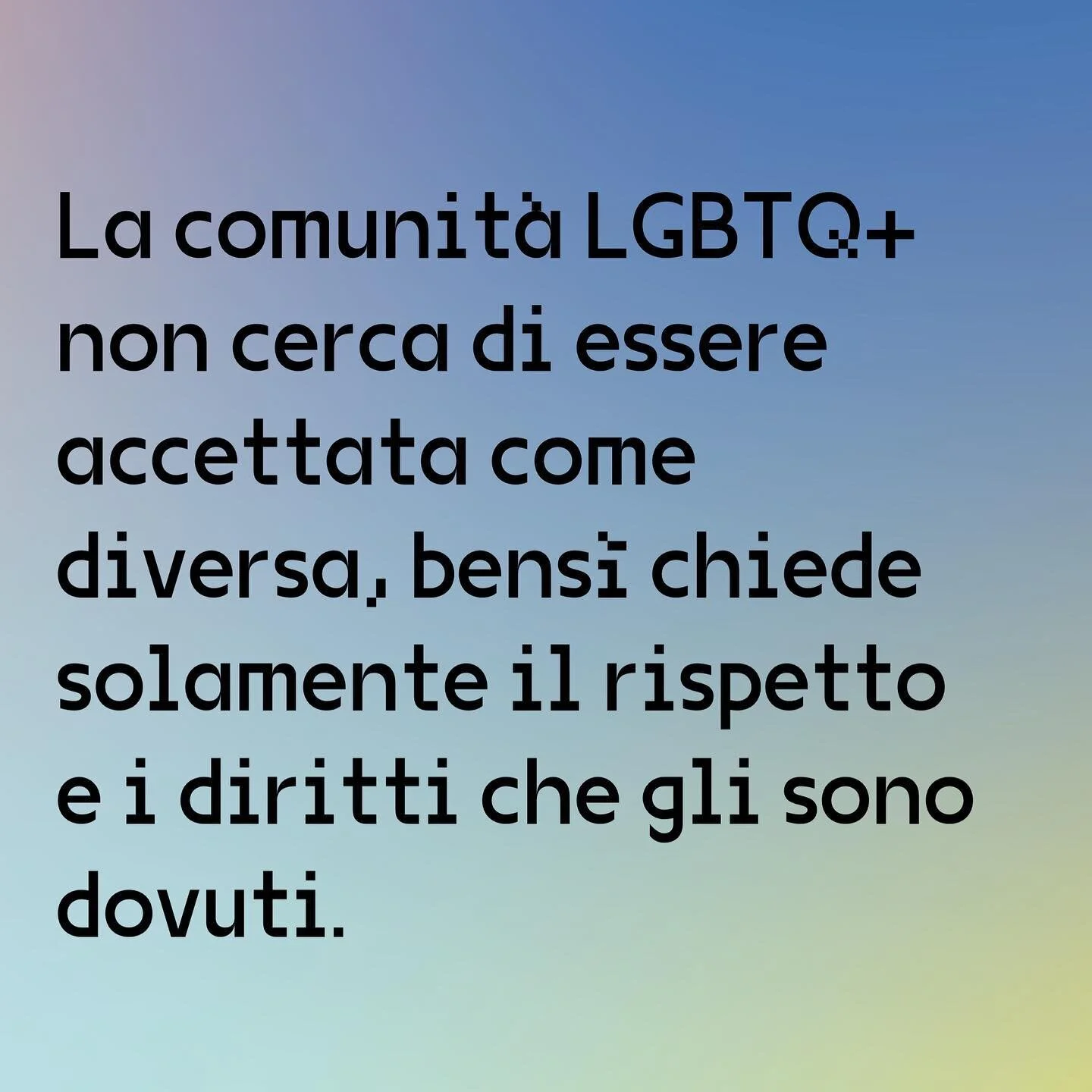 Non permettetevi di accettare qualcuno come diverso. Bens&igrave; dategli sempre il rispetto che gli &egrave; dovuto come essere umano.

#ddlzan #noinoncifermiamo #rispetto #diritti #lgbtq🌈 #insieme