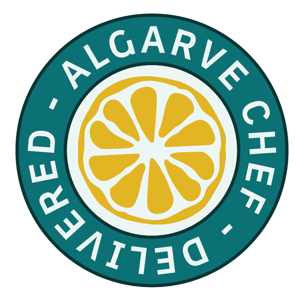 Cross section of a lemon with 'Algarve Chef Delivered' around the outside in a circle