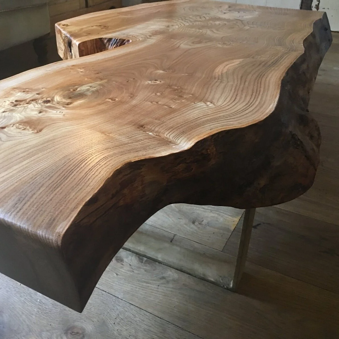 Live Edge Slab Table in English Elm