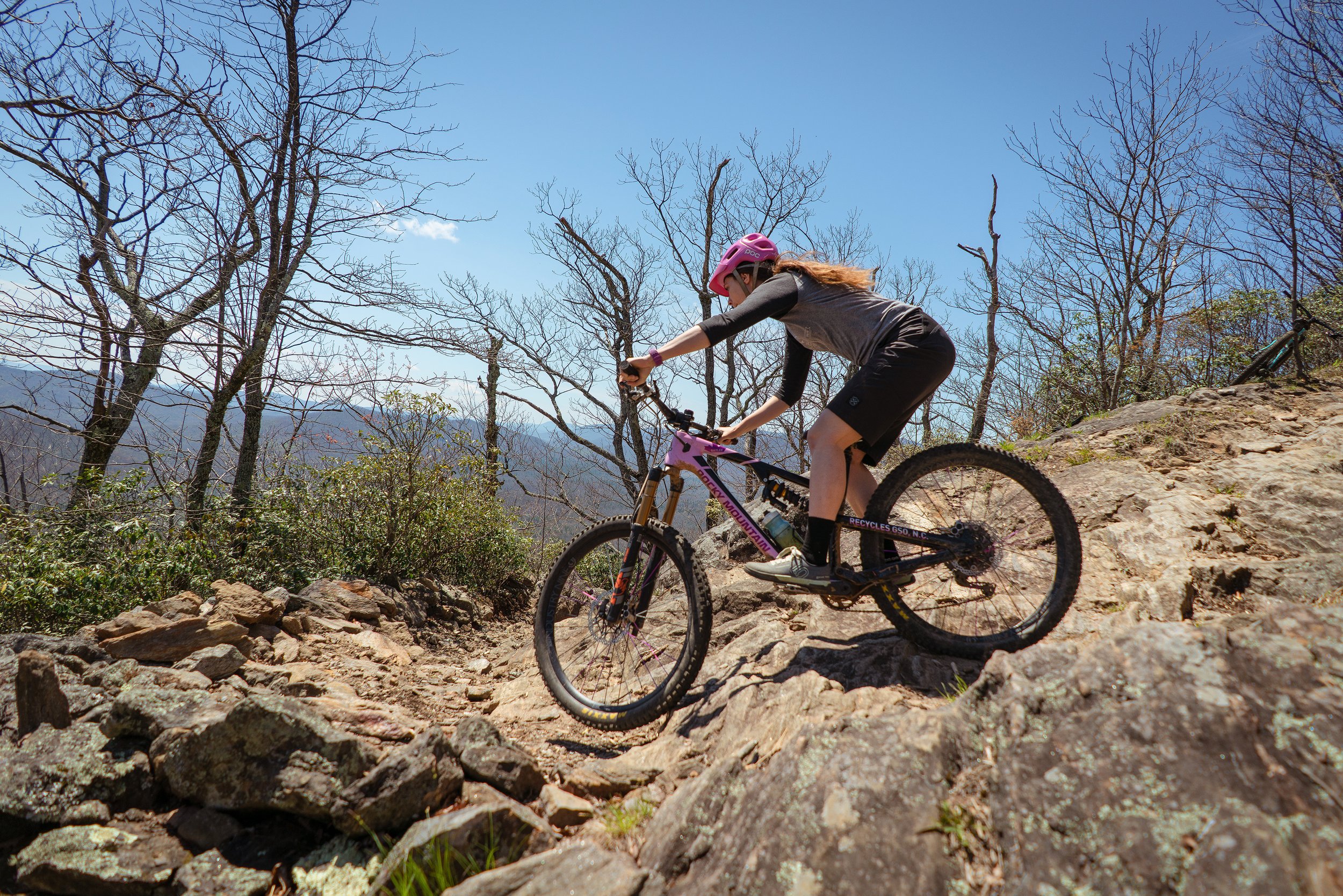 Mountain Bike Private lesson student practices on Pilot Rock Trail