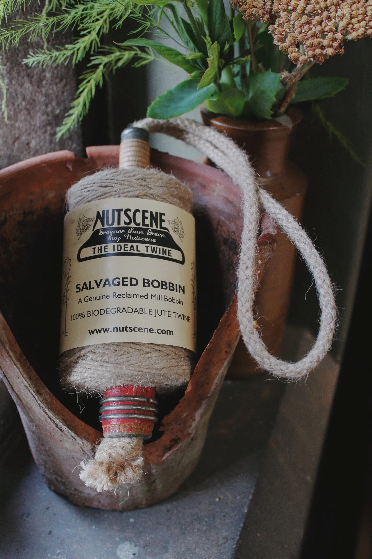 Salvaged Hanging Jute Bobbin