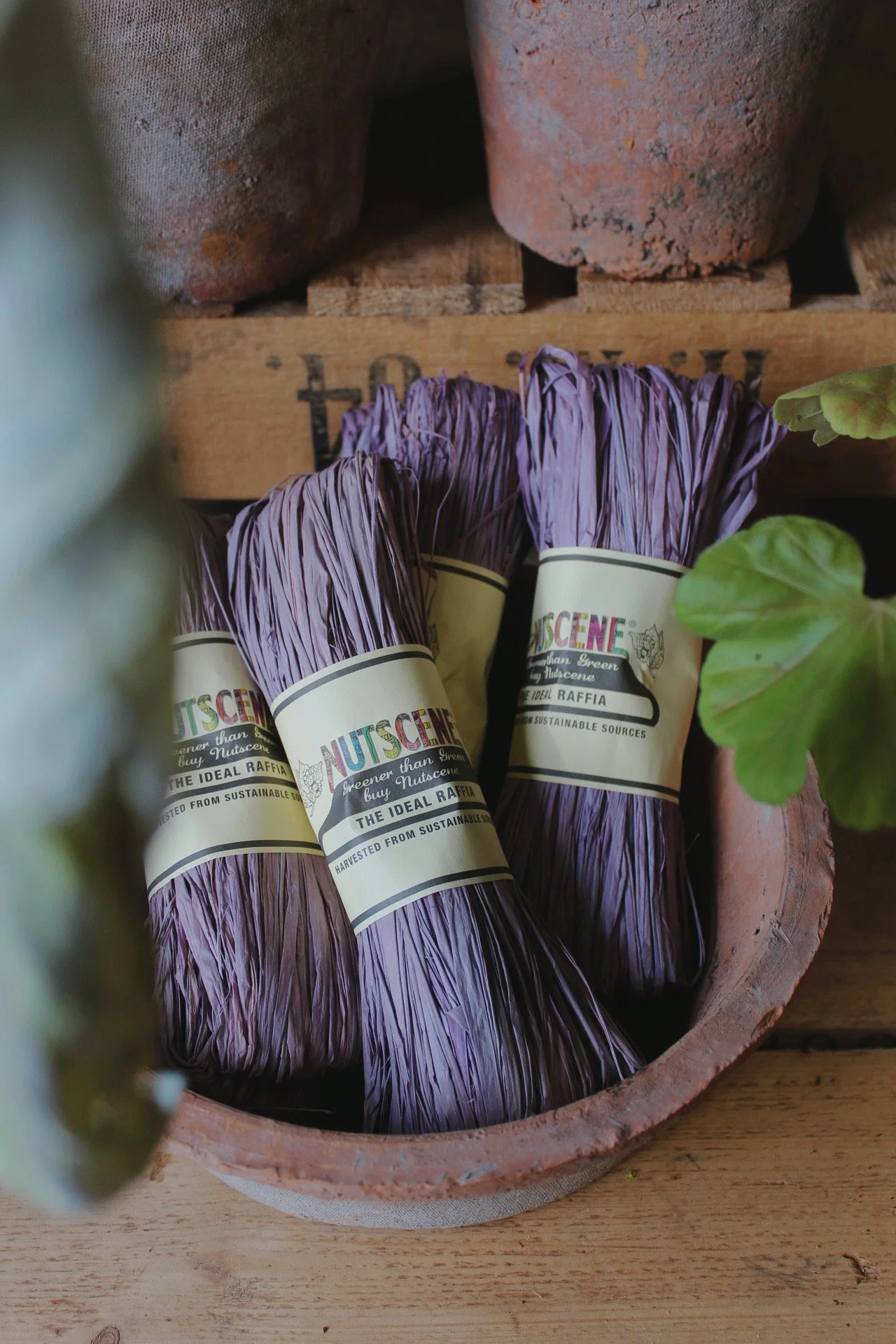 Mossing raffia in Wild Rose, Olivine and Blush
