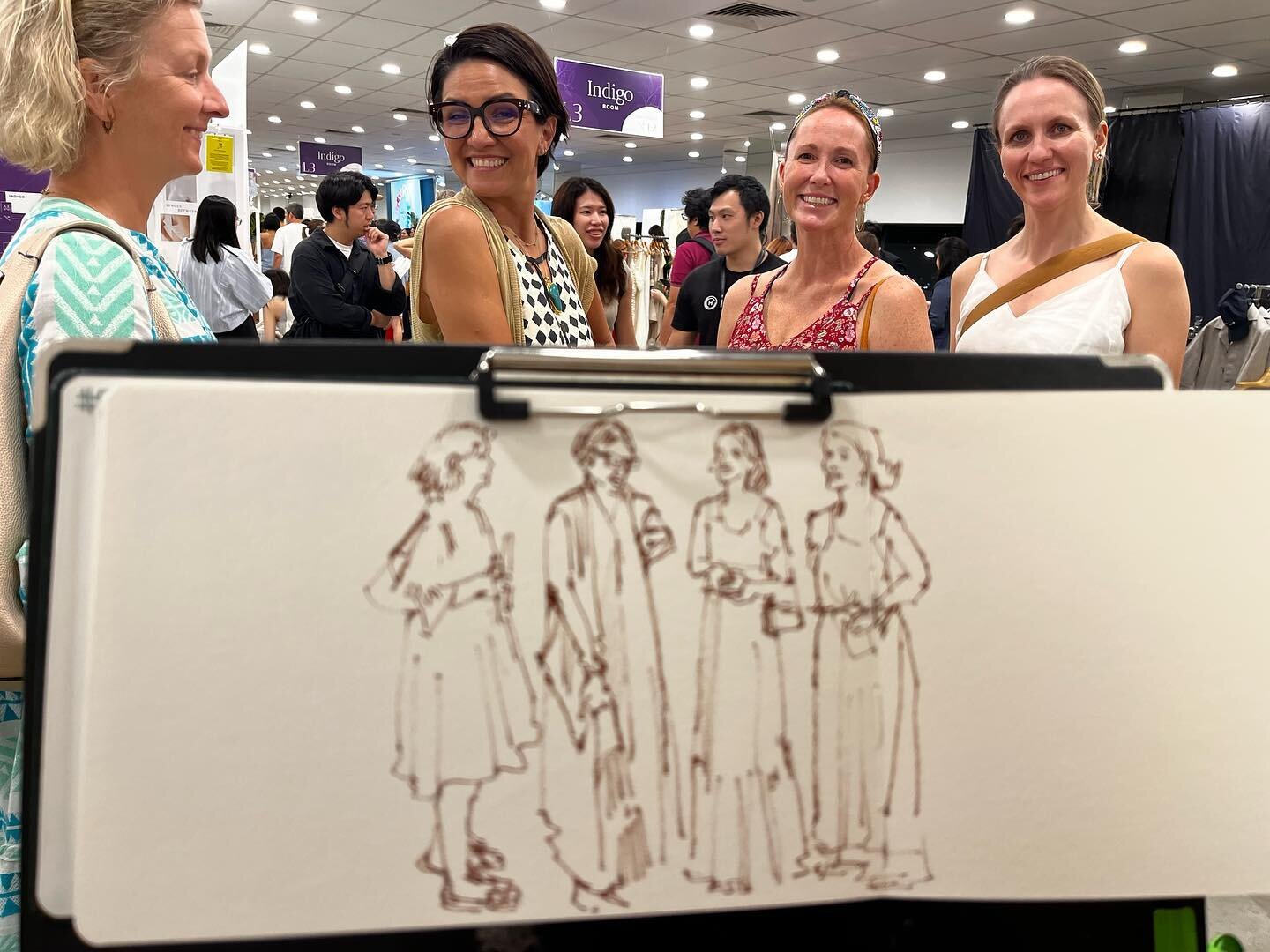 Sketching people at the @boutiquefairssg in the F1 pit building last night was interesting and tough! Way too distracting to do that many moving people, so when these ladies stopped by, I asked them to pose for 2-3 minutes and I got to work. Really s