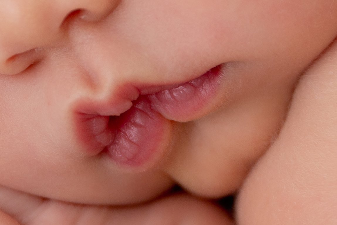 newborn baby lips close up photo