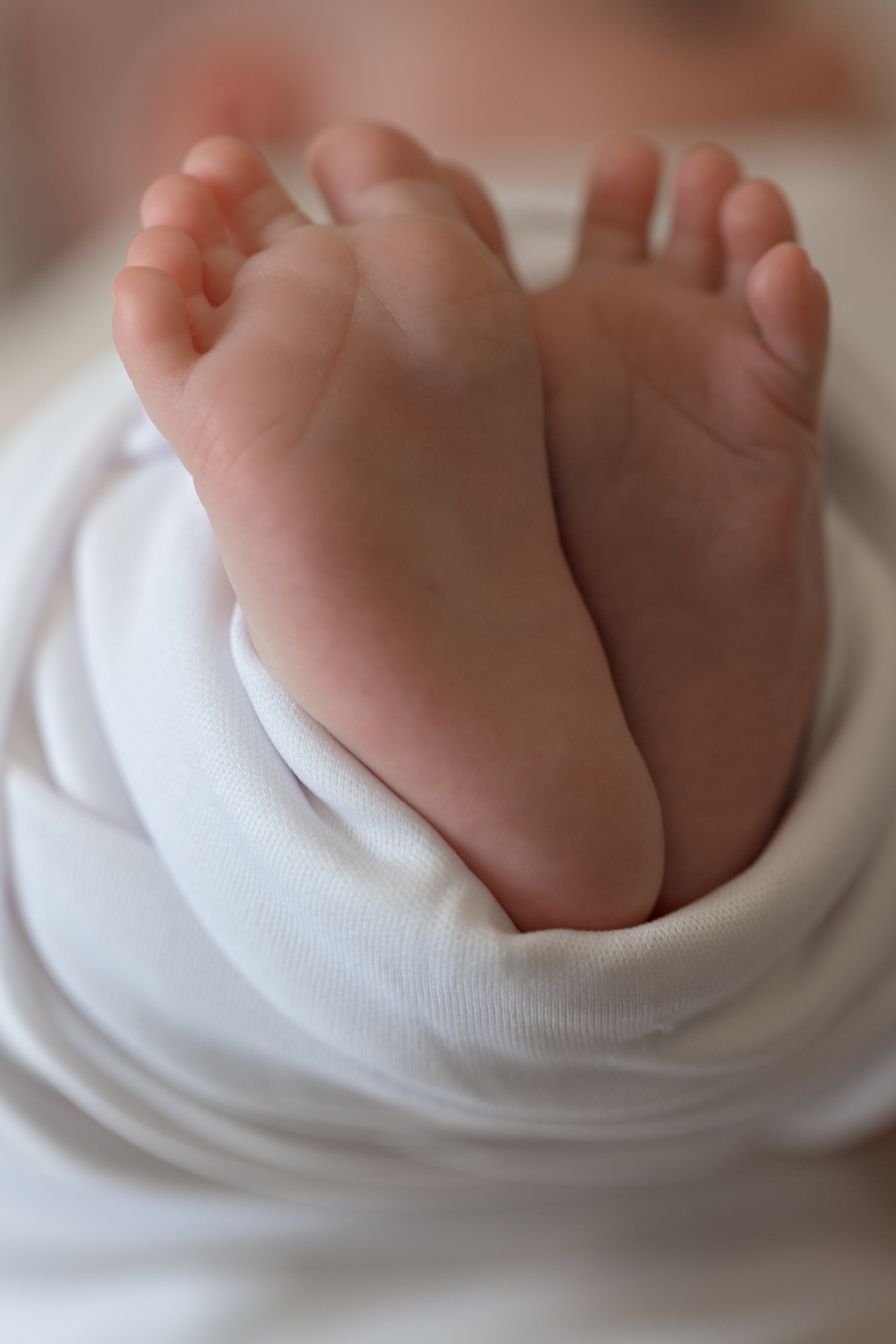 newborn baby feet close up