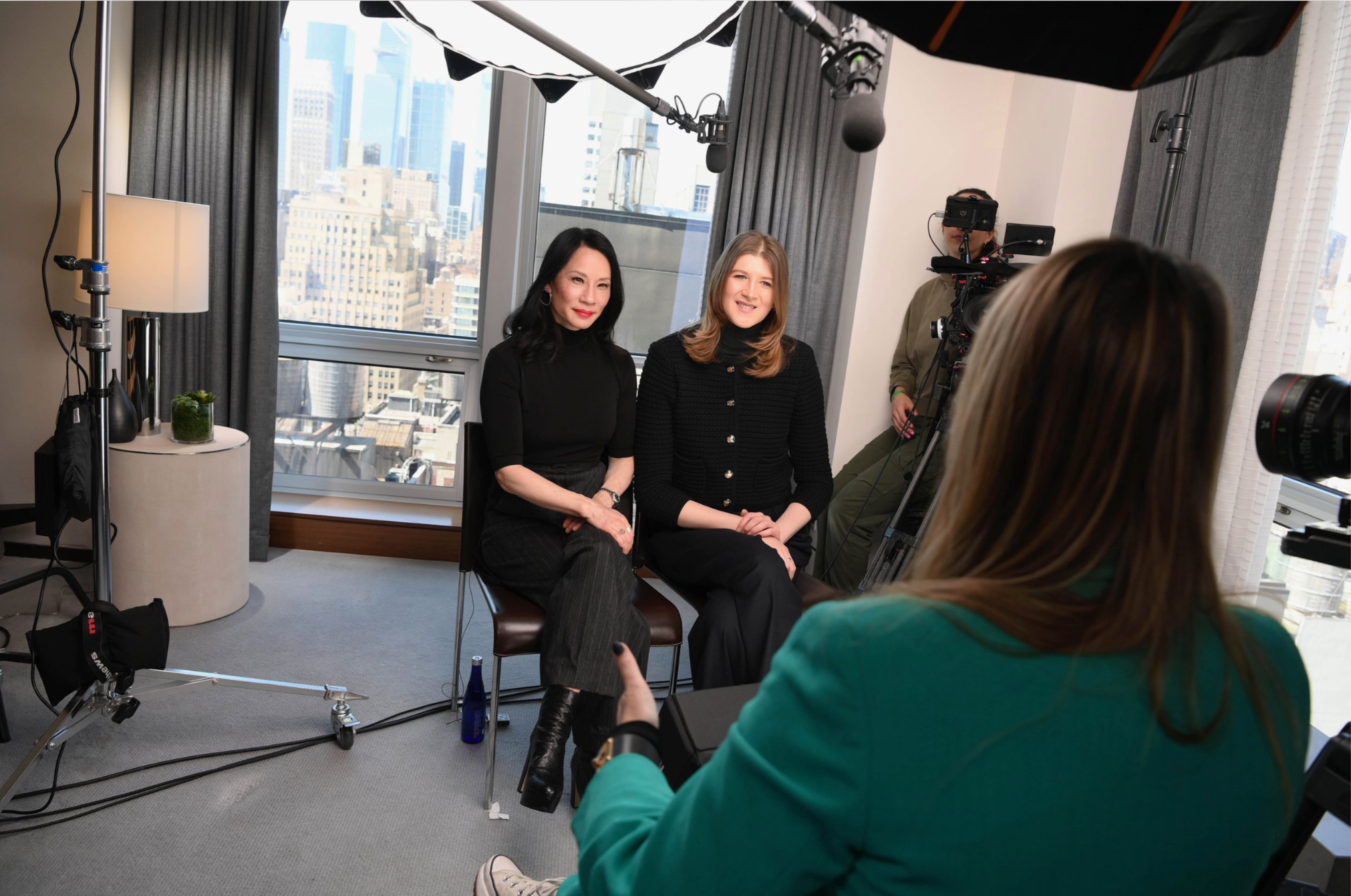 Lucy Liu and Eloise Singer interviewed on high-rise set about Emmy-nominated The Pirate Queen VR experience