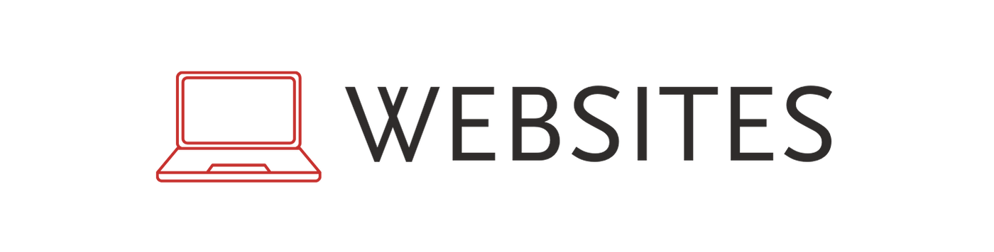 Logo of a red outline laptop beside the word 'WEBSITES' in gray and black letters.