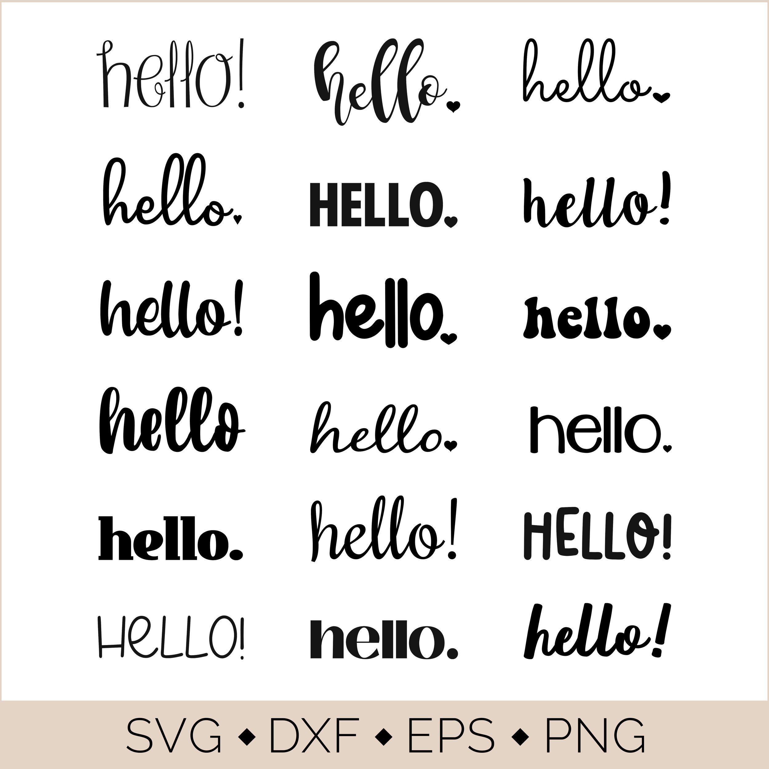 Hello SVG Bundle • Digital Hello Cut File