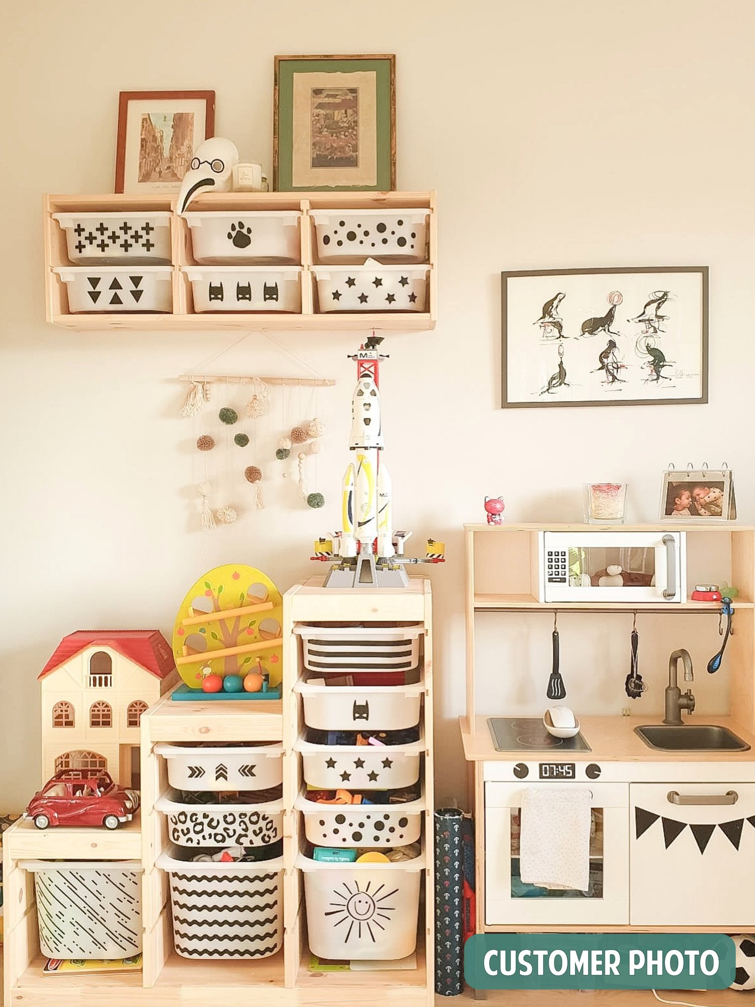 Playroom Bin Designs, Playroom Decor, Trofast IKEA Bins, IKEA Bins 