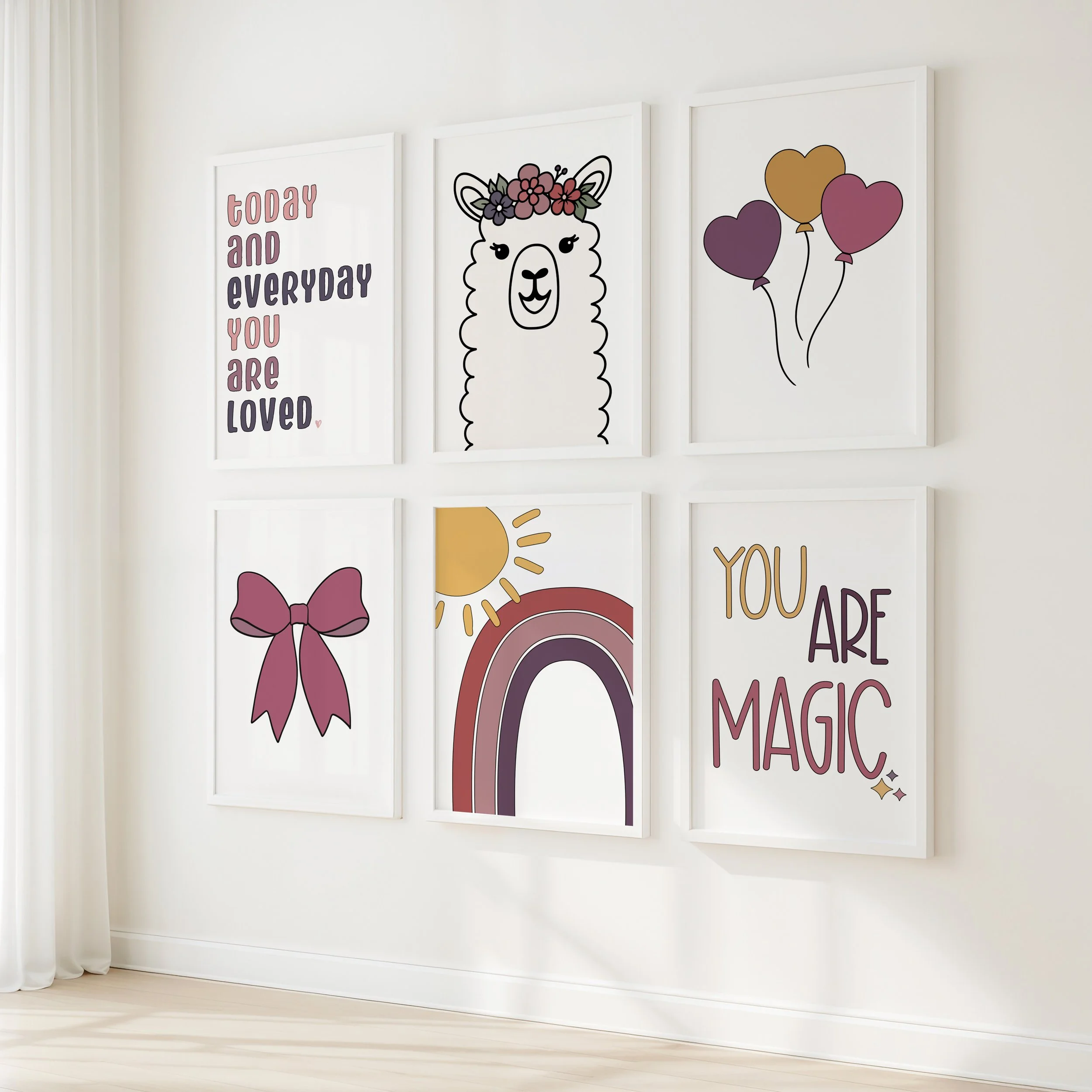 Whimsical Girl Nursery Wall Art Set