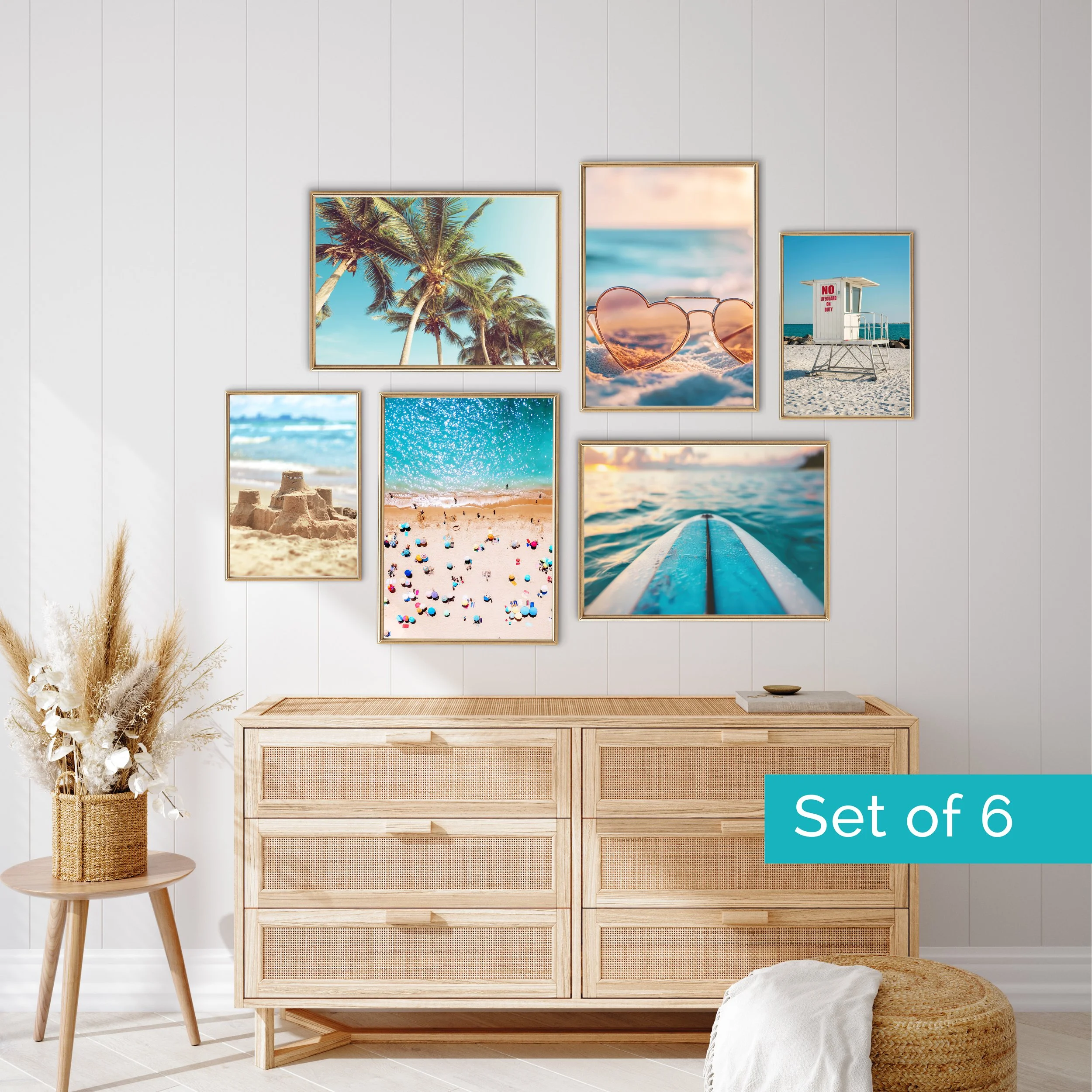 Beachy Blue Art Set • Blue and Green Wall Art for Teen Girls