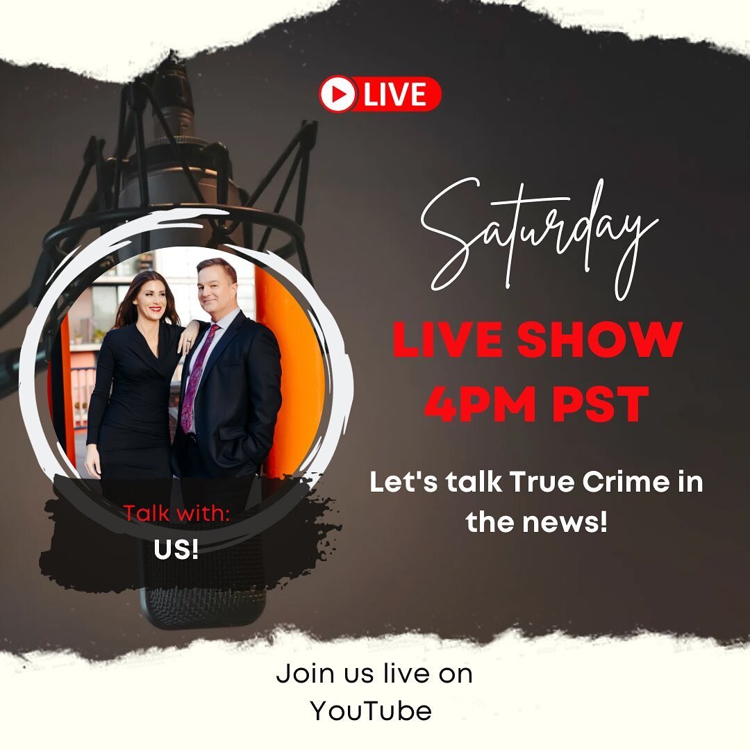 We&rsquo;re back! Livestream this Saturday at 4pm PT and it&rsquo;s JUST US ✨ never a dull moment in true crime- let us know what you&rsquo;d like us to hit on &amp; join us on YT.