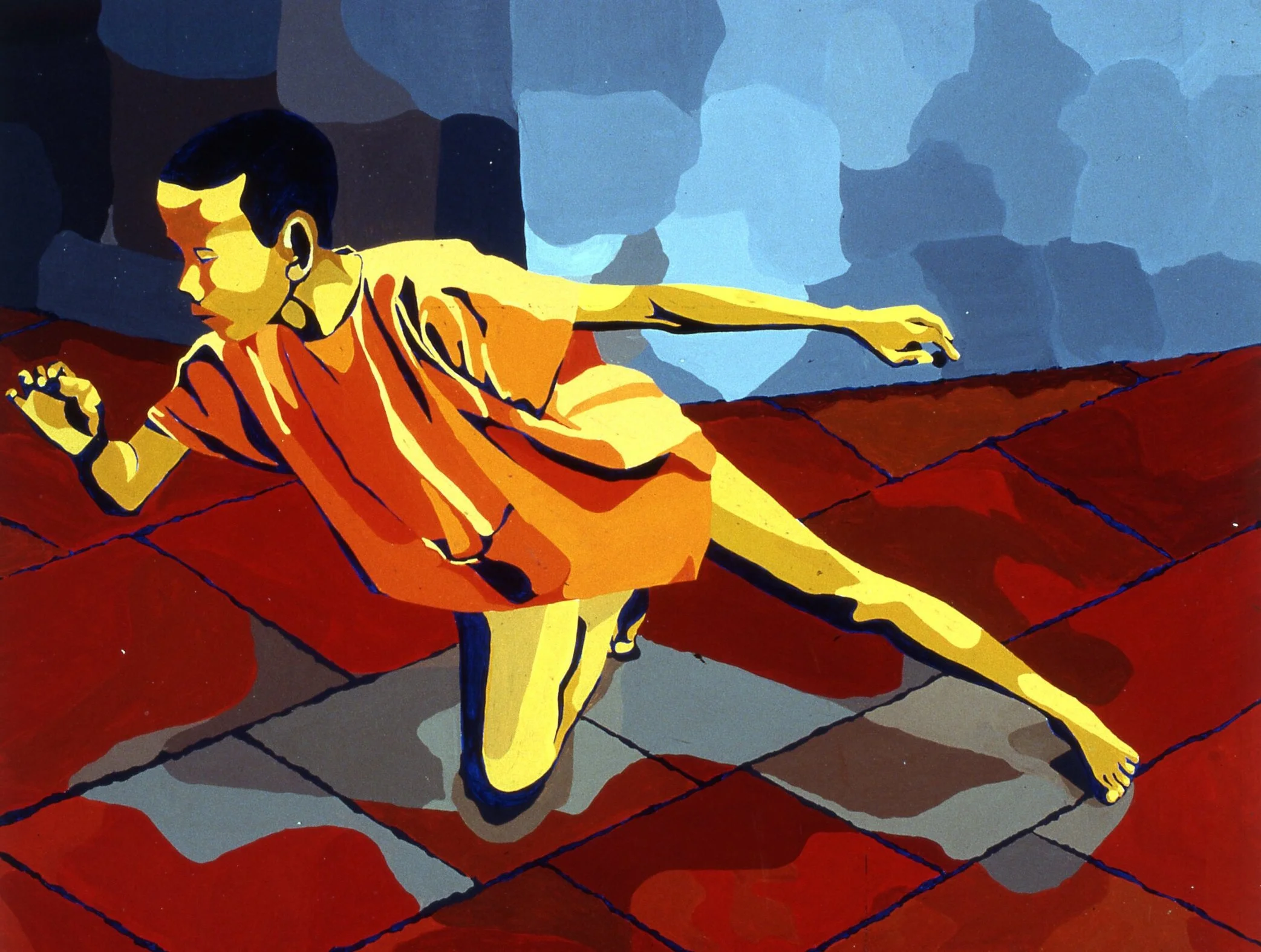 "Boy with Marble," 1972 (tempera on board),
15 x 19 1/2 in.
