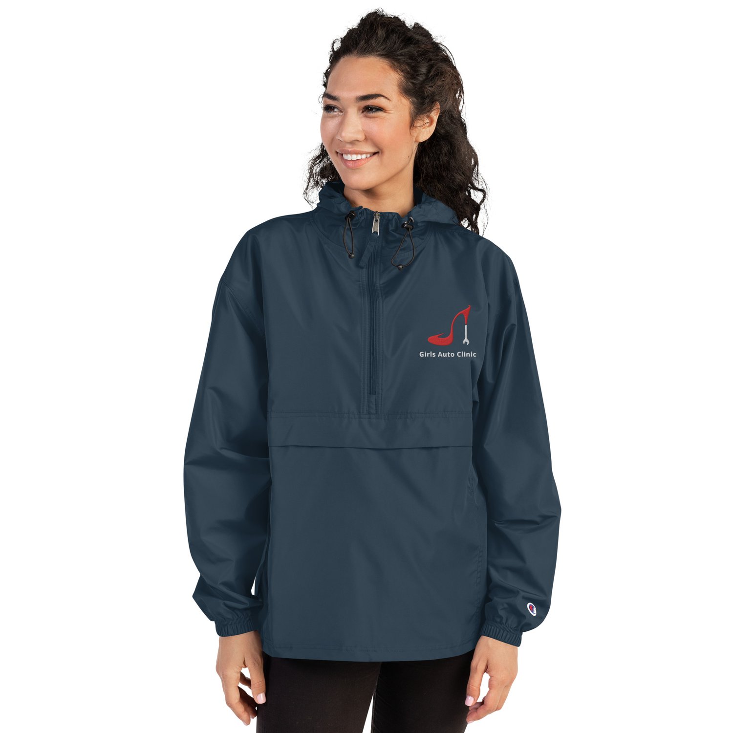 Girls Auto Clinic Champion Packable Jacket Red/White — Girls Auto Clinic