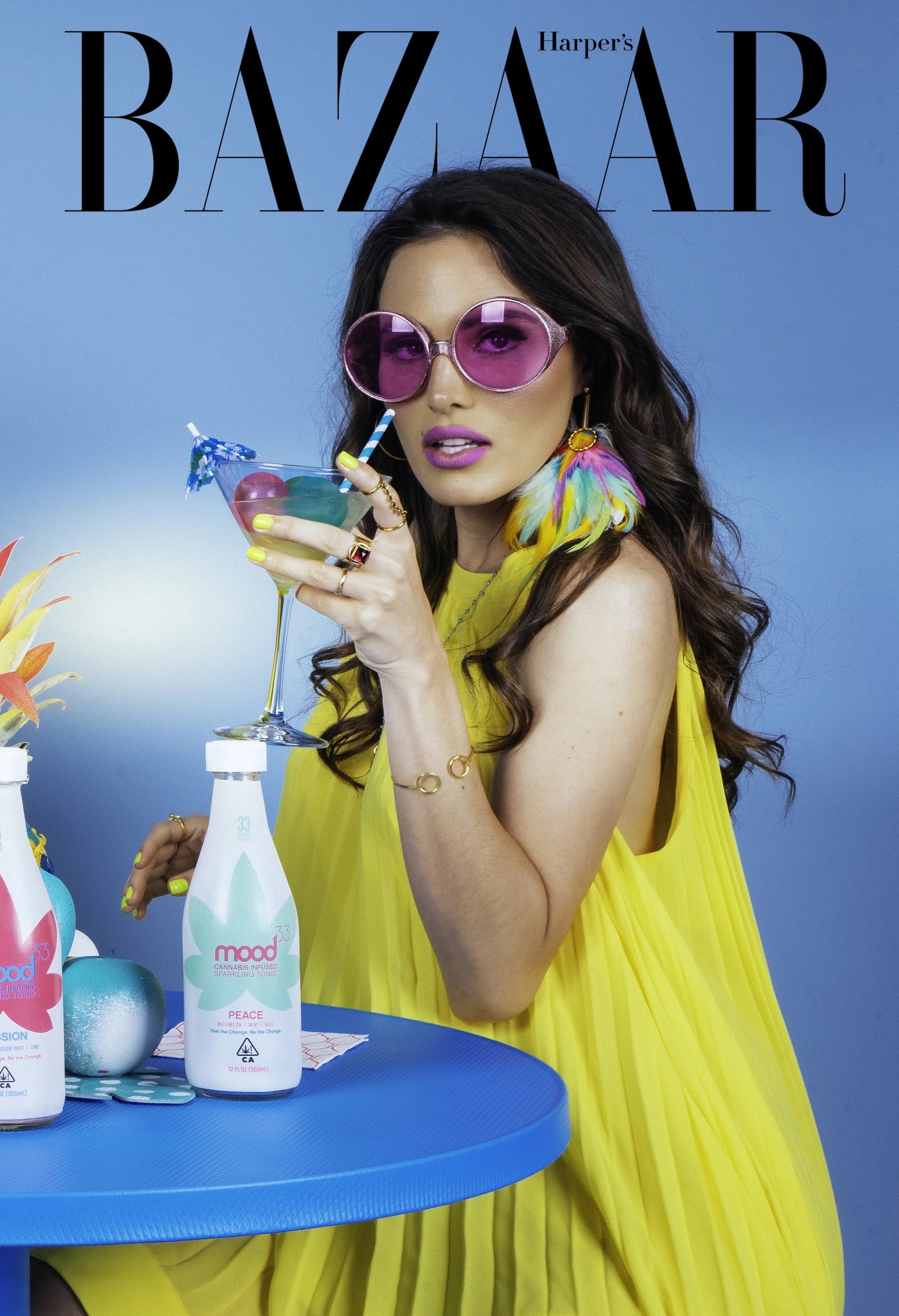 A commercial photography campaign for a beverage brand, shot in Los Angeles and later featured in Harper's Bazaar