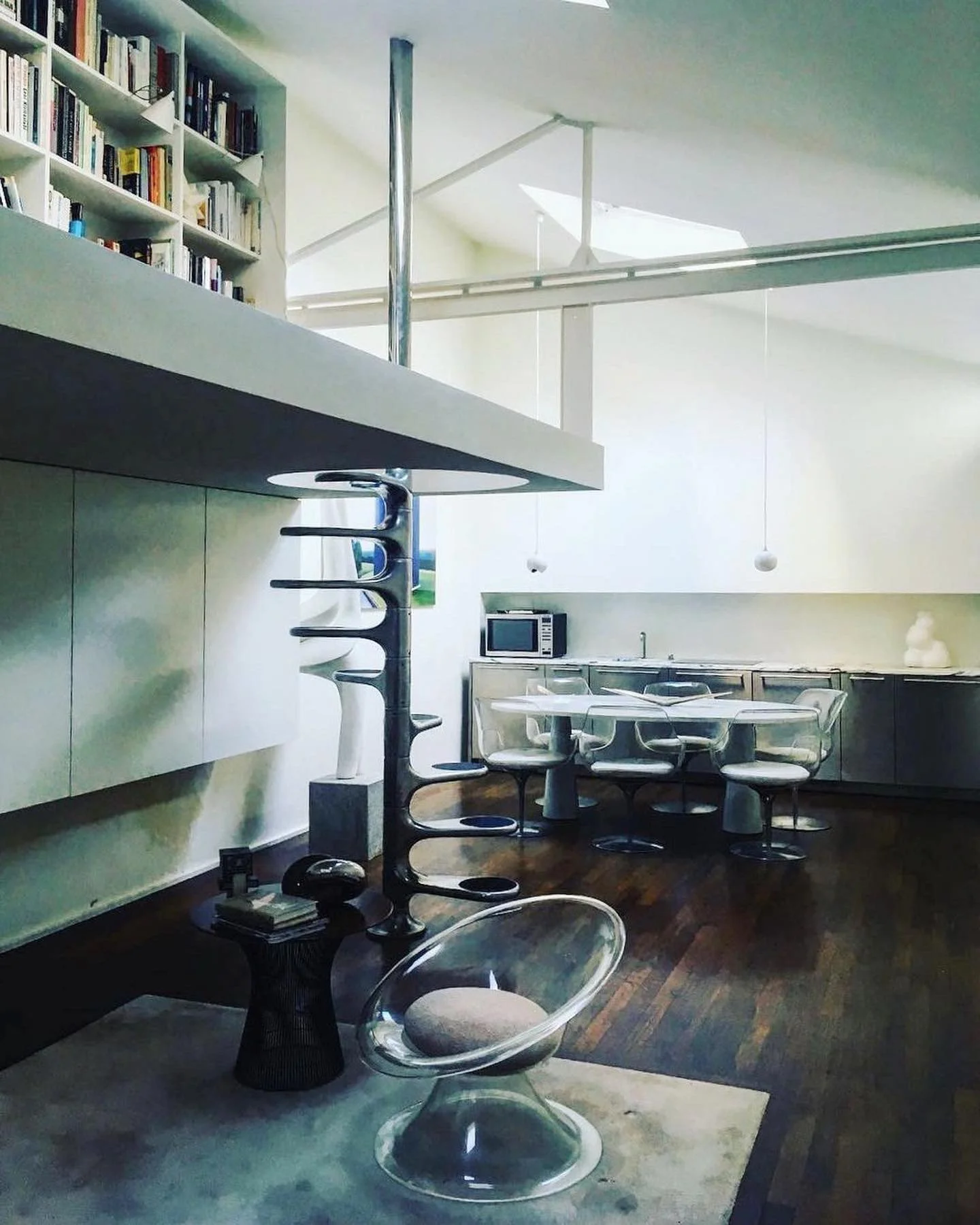 ROGER TALLON SPIRAL STAIRCASE FROM 1964, CHAIRS BY ERWINE & ESTELLE LAVERNE, 1960S