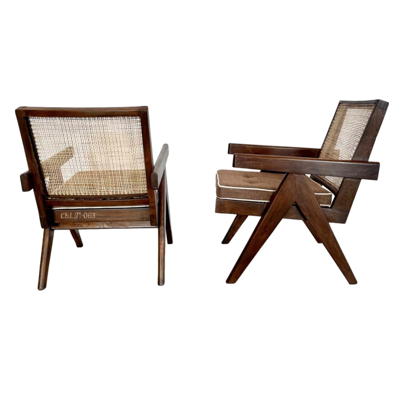   PIERRE JEANNERET EASY CHAIRS, 1950S CHANDIGARGH