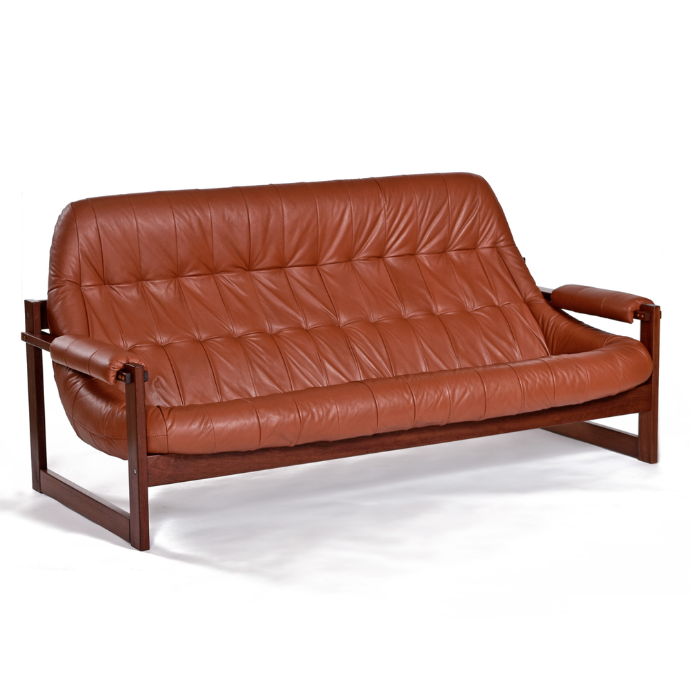 Percival Lafer Rosewood &amp; Cognac Leather MP-163 Earth Sofa
