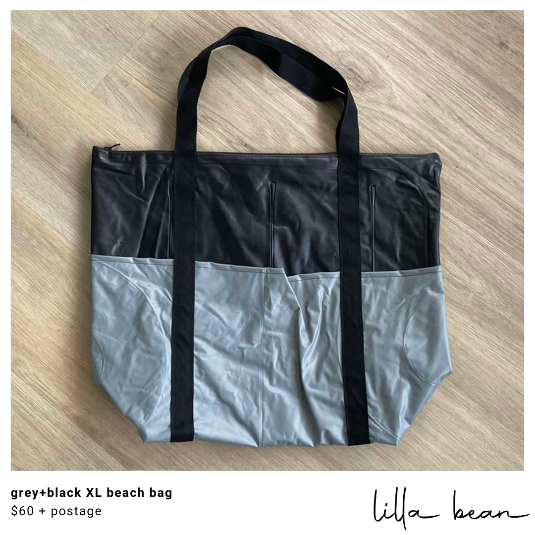 grey+black Xl beach bag — Lilla Bean