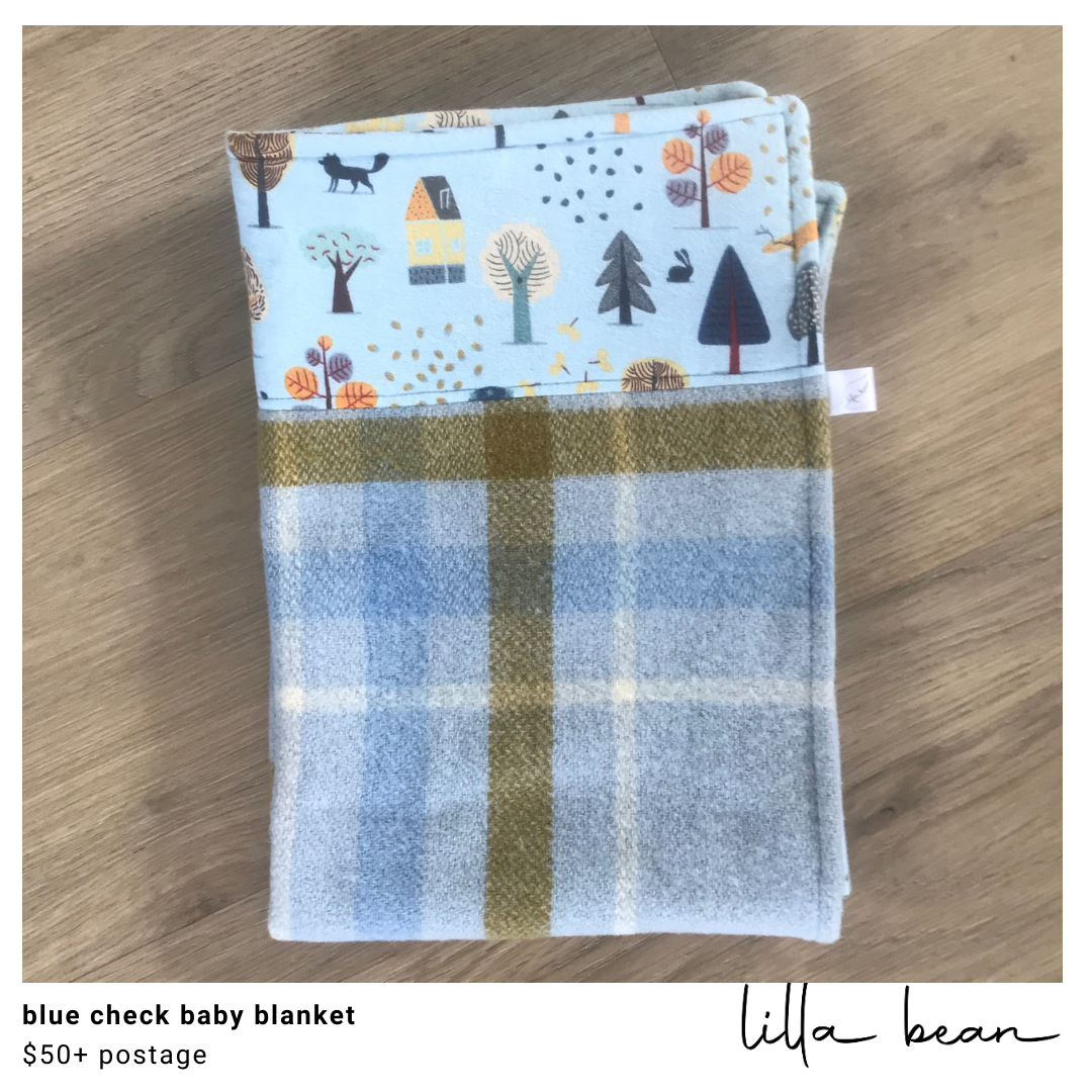 blue check baby blanket