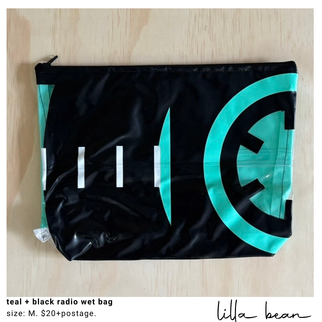 teal+black radio M wet bag