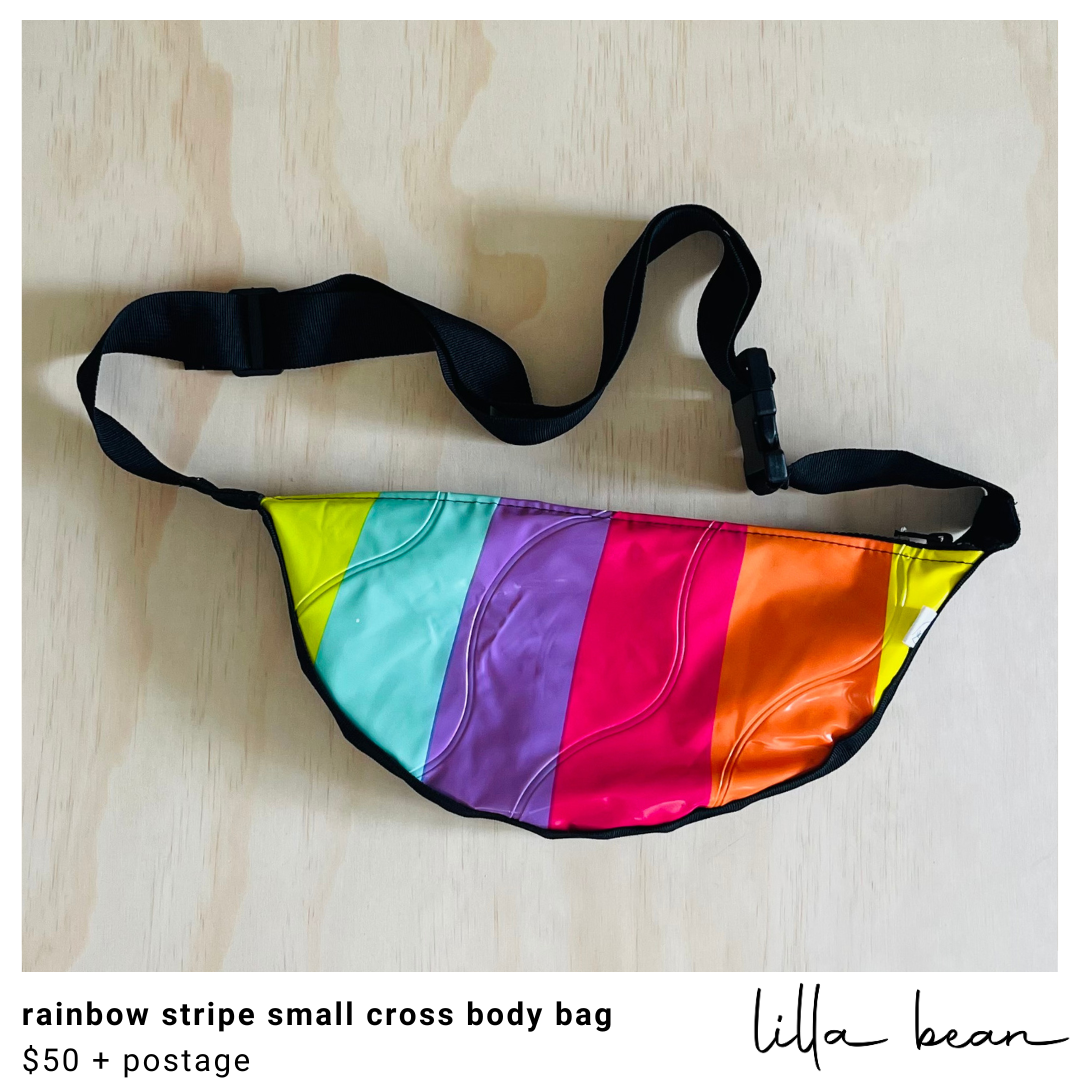 rainbow stripe small cross body bag