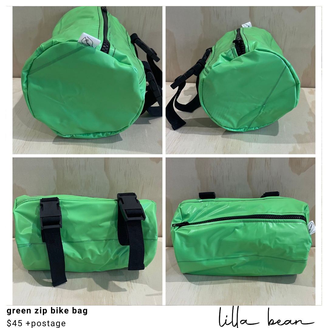green zip bike bag