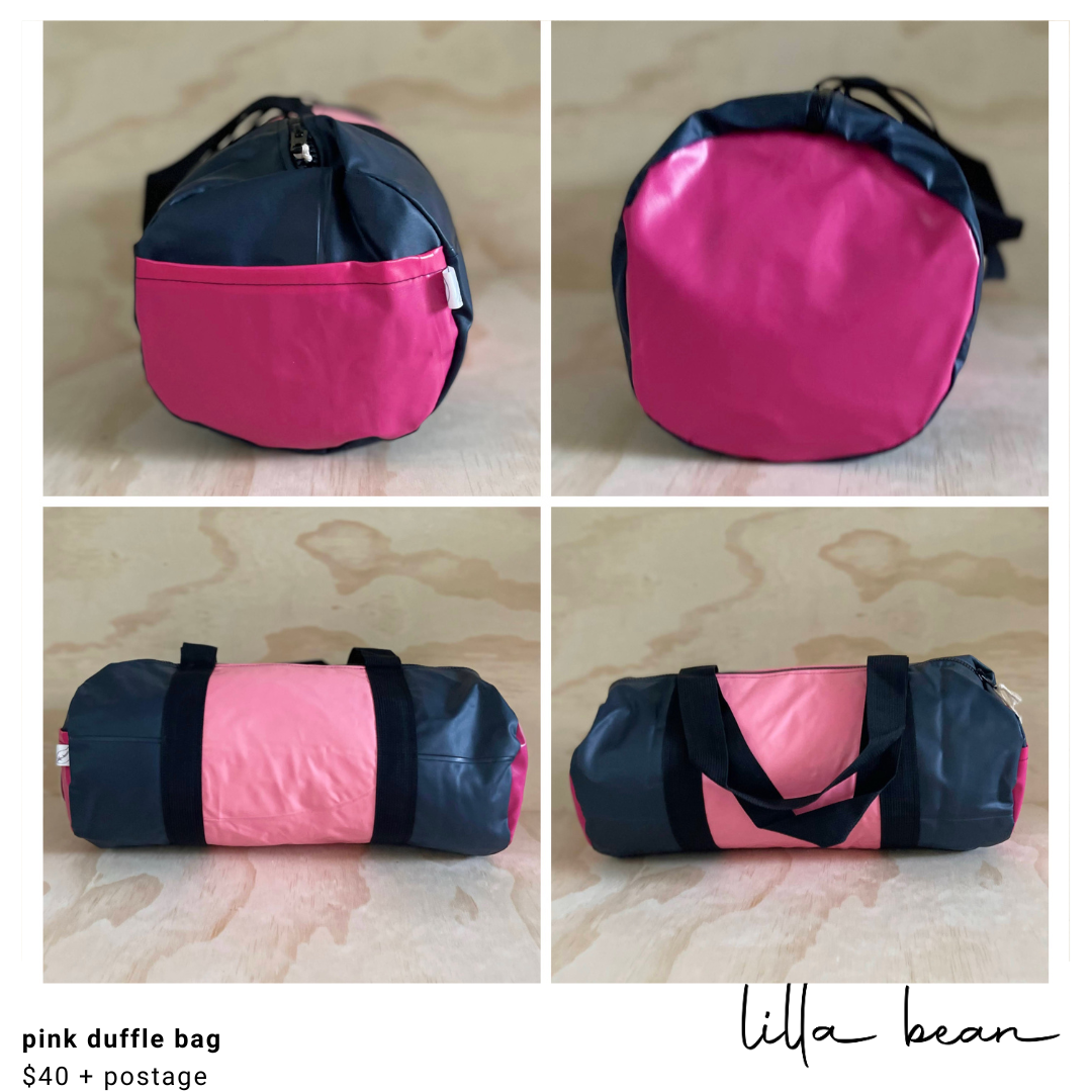 pink duffle bag