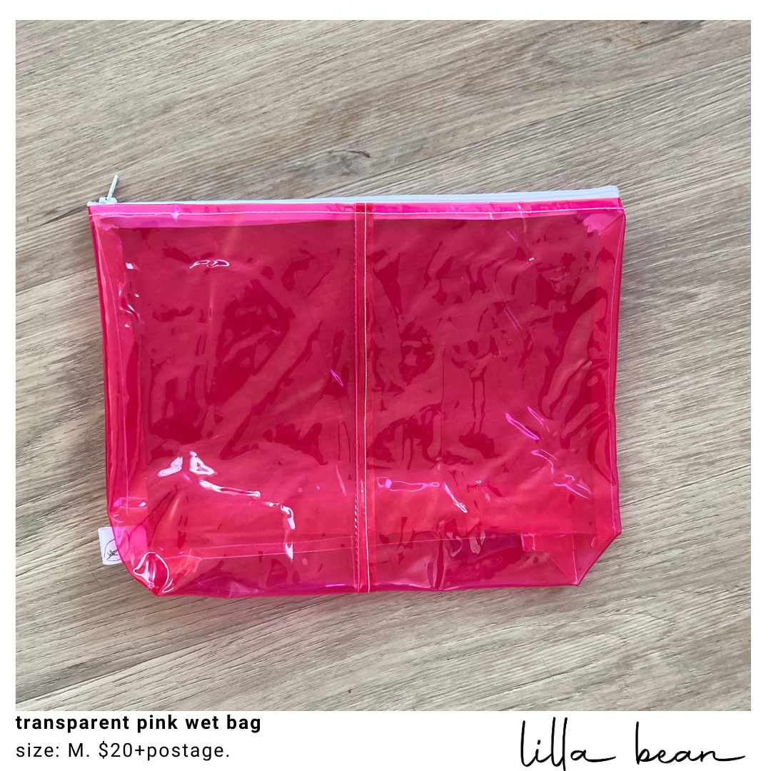 transparent pink wet bag