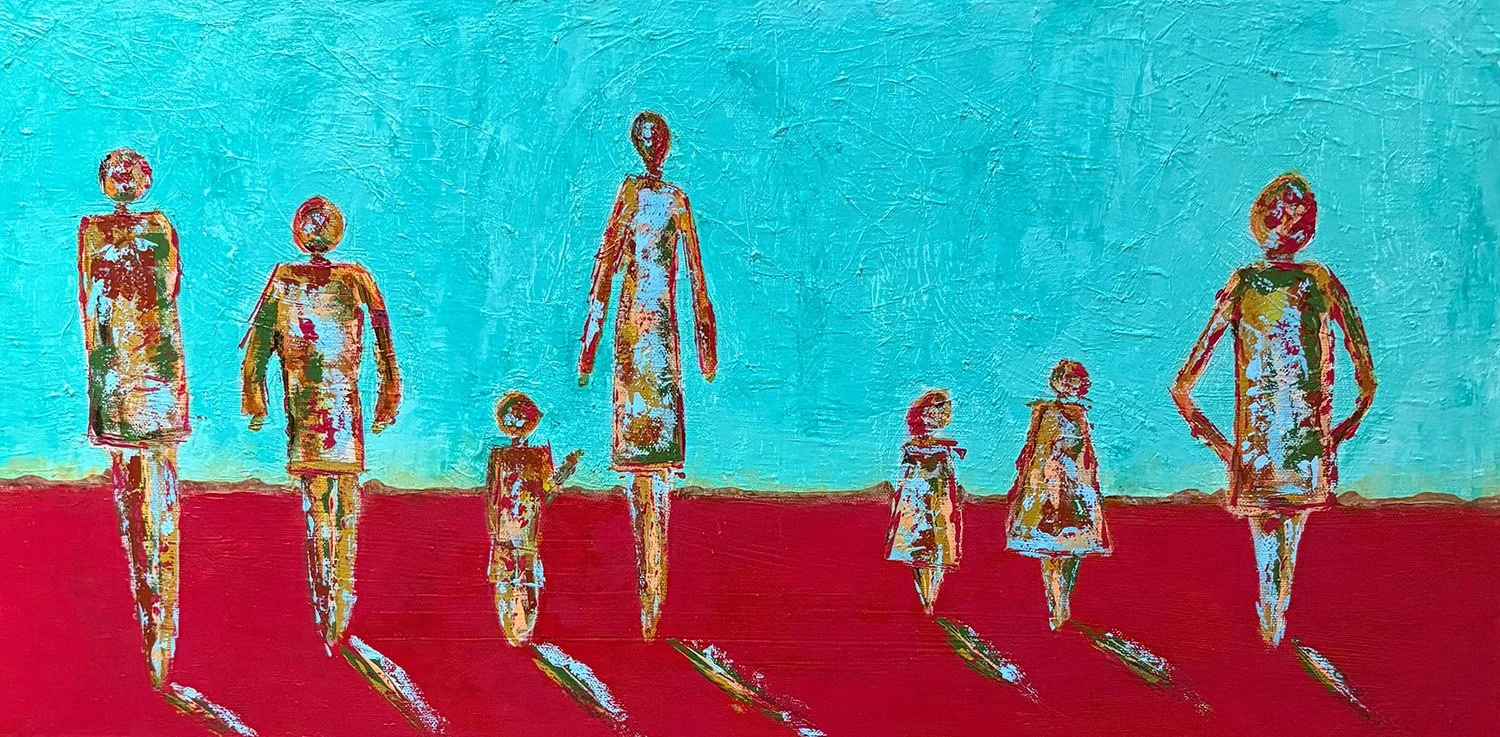 Standing in the Shadows, 12" x 24", acrylic mixed media