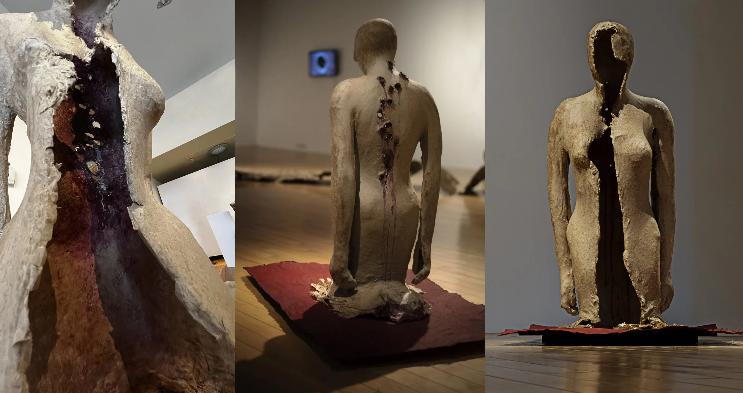  Azin Majooni   
 She Who Revives the Flame   
43.5" x 43" x 29" 
Handmade paper, flax, and kozo This work is rooted in the chant Woman, Life, Freedom, a declaration that life cannot exist without the freedom of women. In Iran, a woman’s body has bec