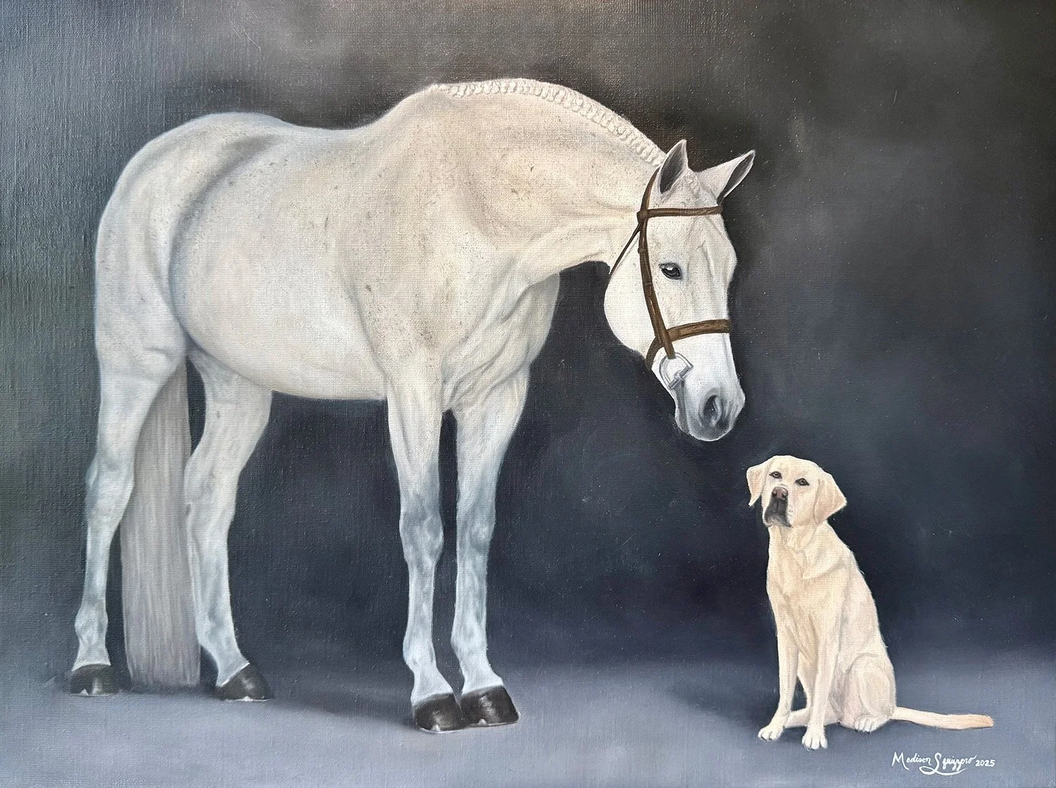 Portrait of Brie & Chai, 18" x 24", oil on linen