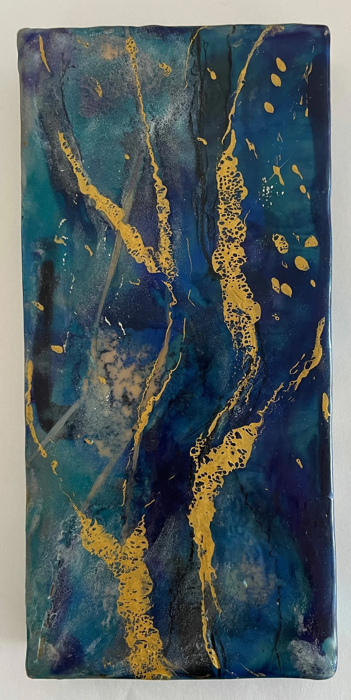 Precious Water, encaustic and gold on panel