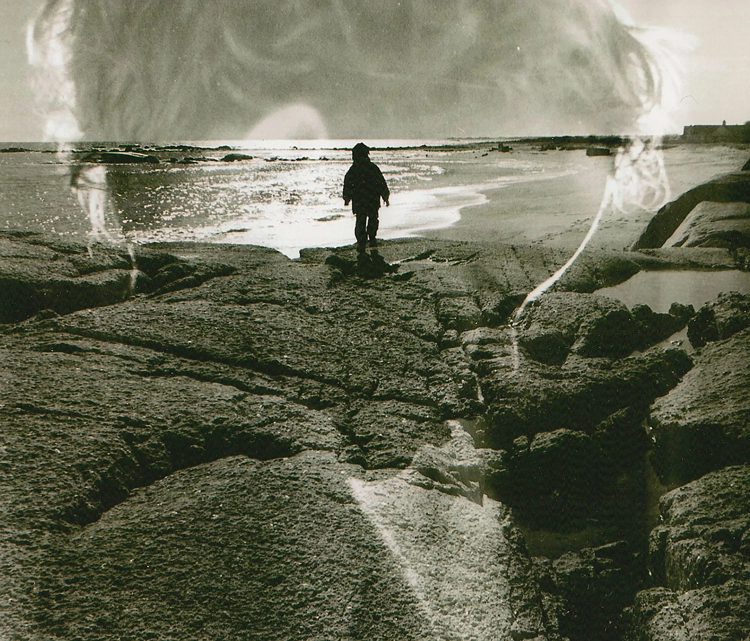 Little Ones Journey, 12" x 13", black and white photomontage