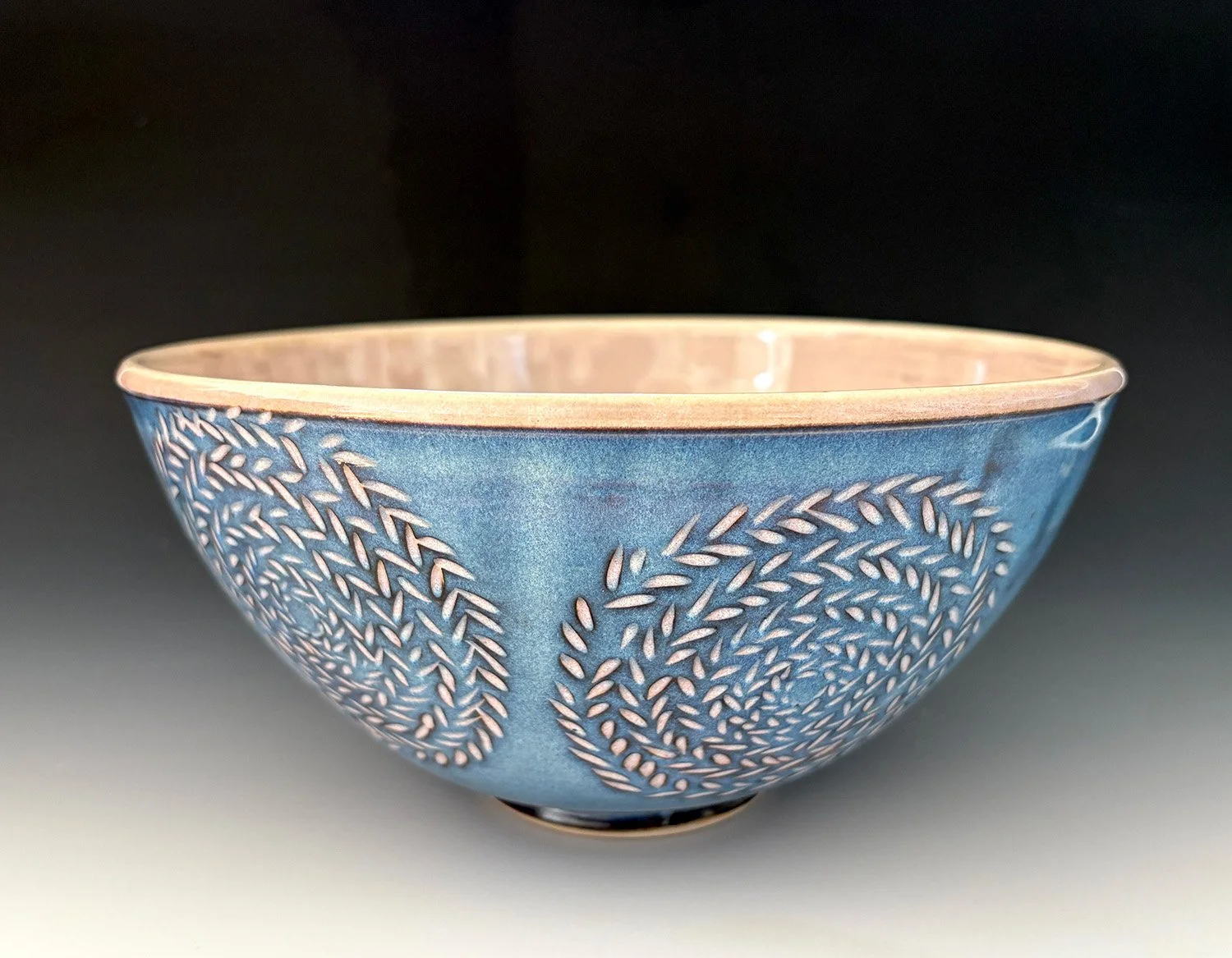 Carved Bowl, 6" x 10" x 10", clay and glaze