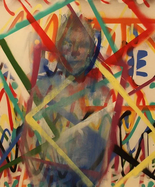 Fading Innocence, 24" x 36", acrylic paint and spray paint